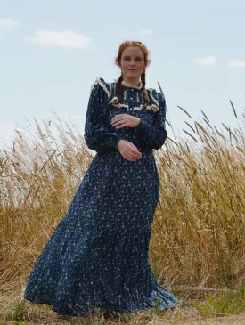 100% RECYCLED COTTON - CLOTHILDE DRESS BLUE FLORAL