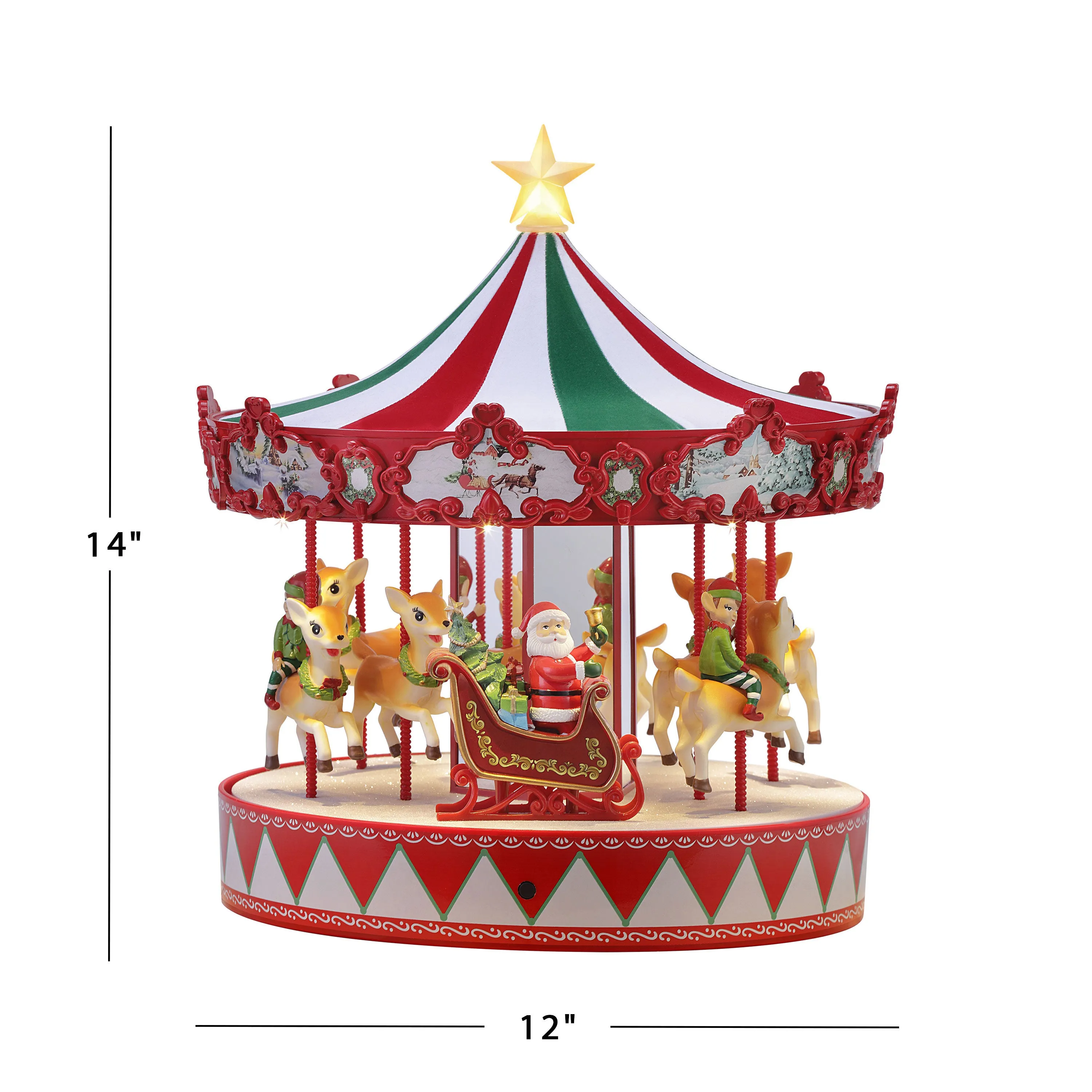 14 in. Animated Vintage Carousel