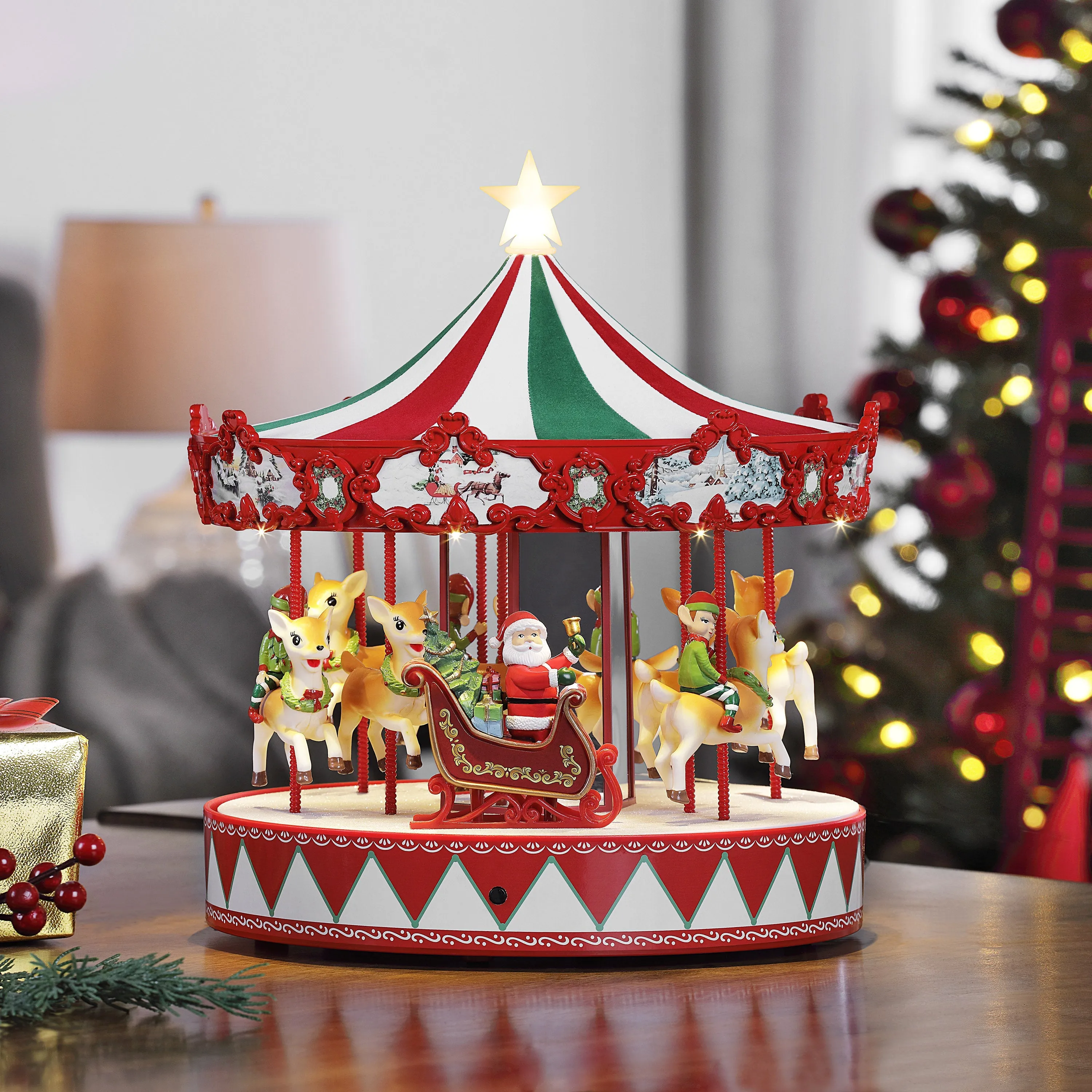 14 in. Animated Vintage Carousel