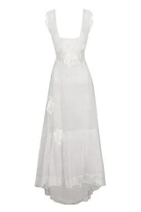 1930s Handmade Irish Lace Dress with Silk Floral Details