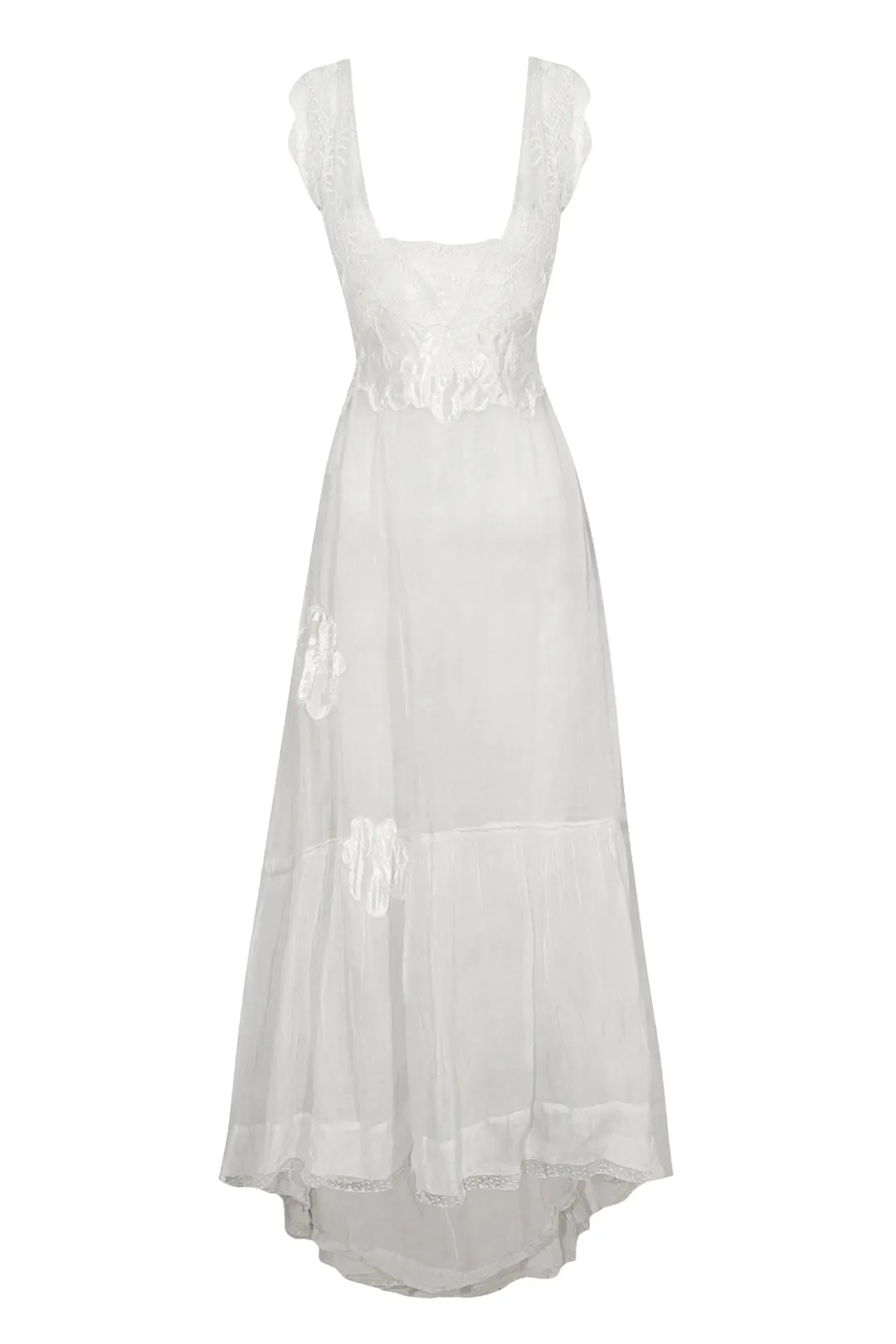 1930s Handmade Irish Lace Dress with Silk Floral Details