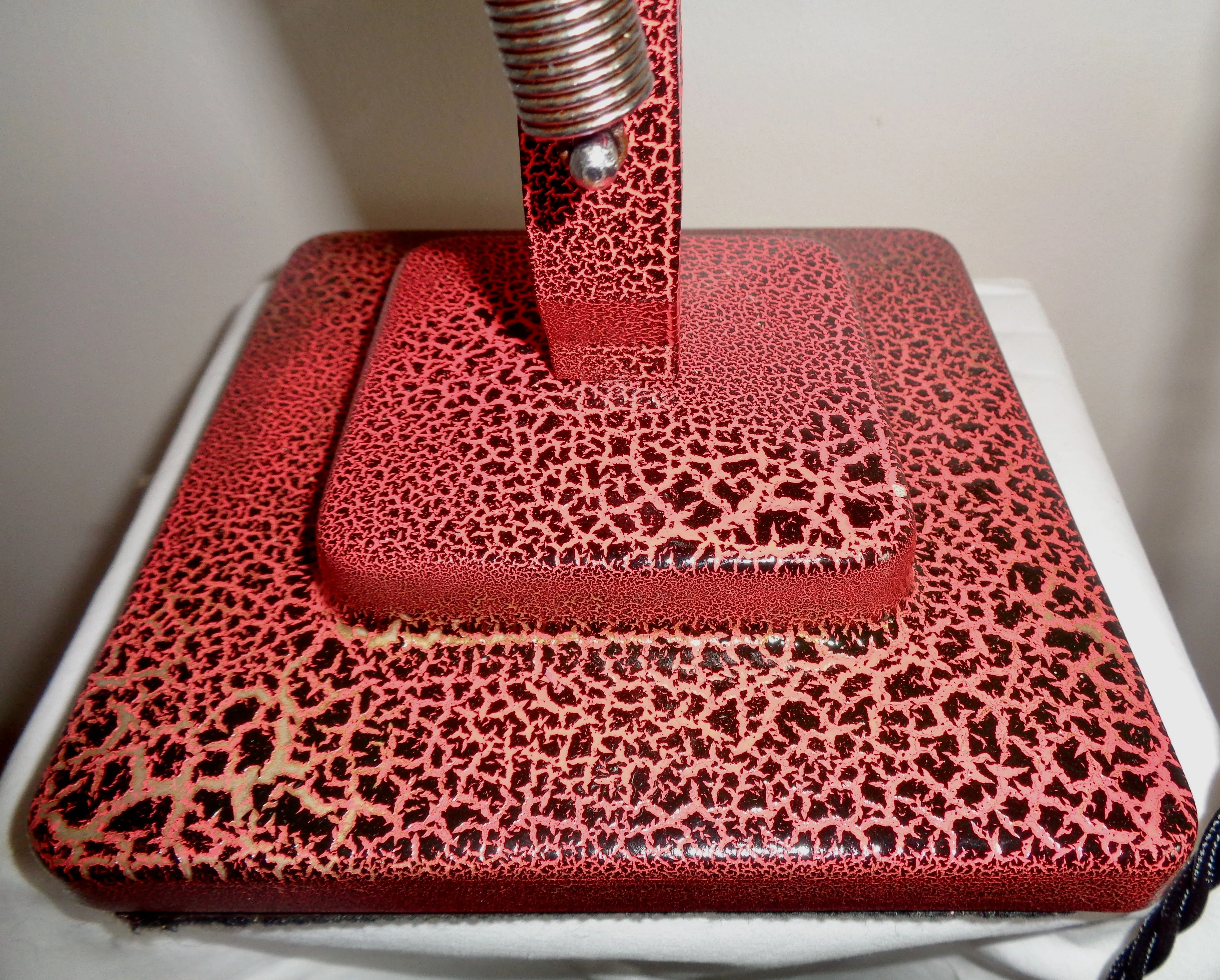 1950s Anglepoise 1227 Desk Lamp With Red Crackle Glaze Paint And Black Flex