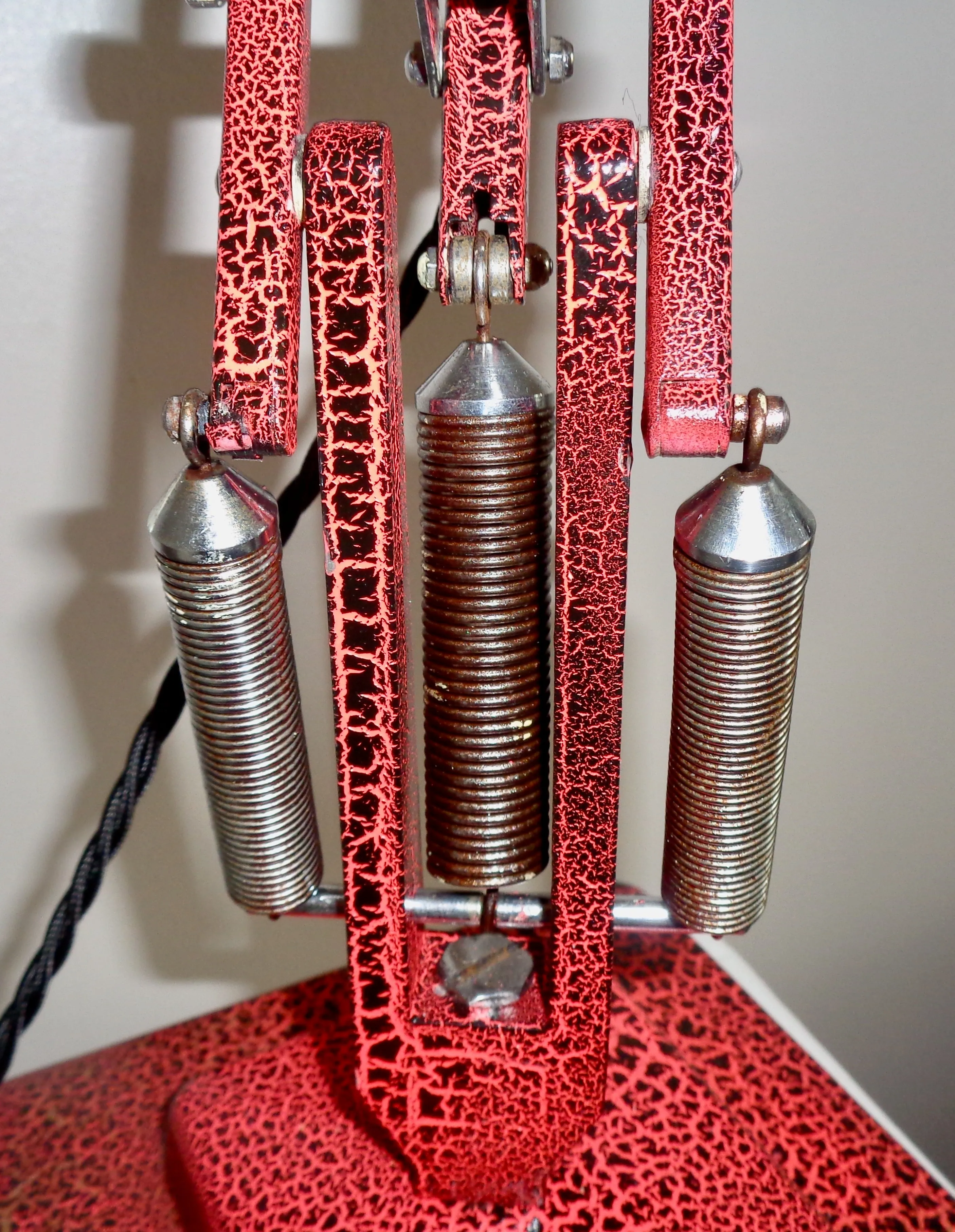 1950s Anglepoise 1227 Desk Lamp With Red Crackle Glaze Paint And Black Flex