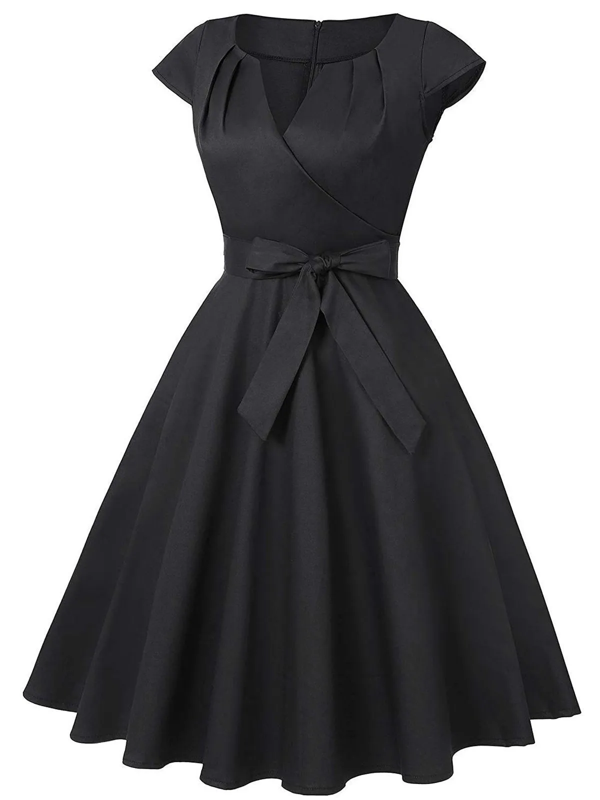 1950s Cap Sleeve Bow Swing Dress
