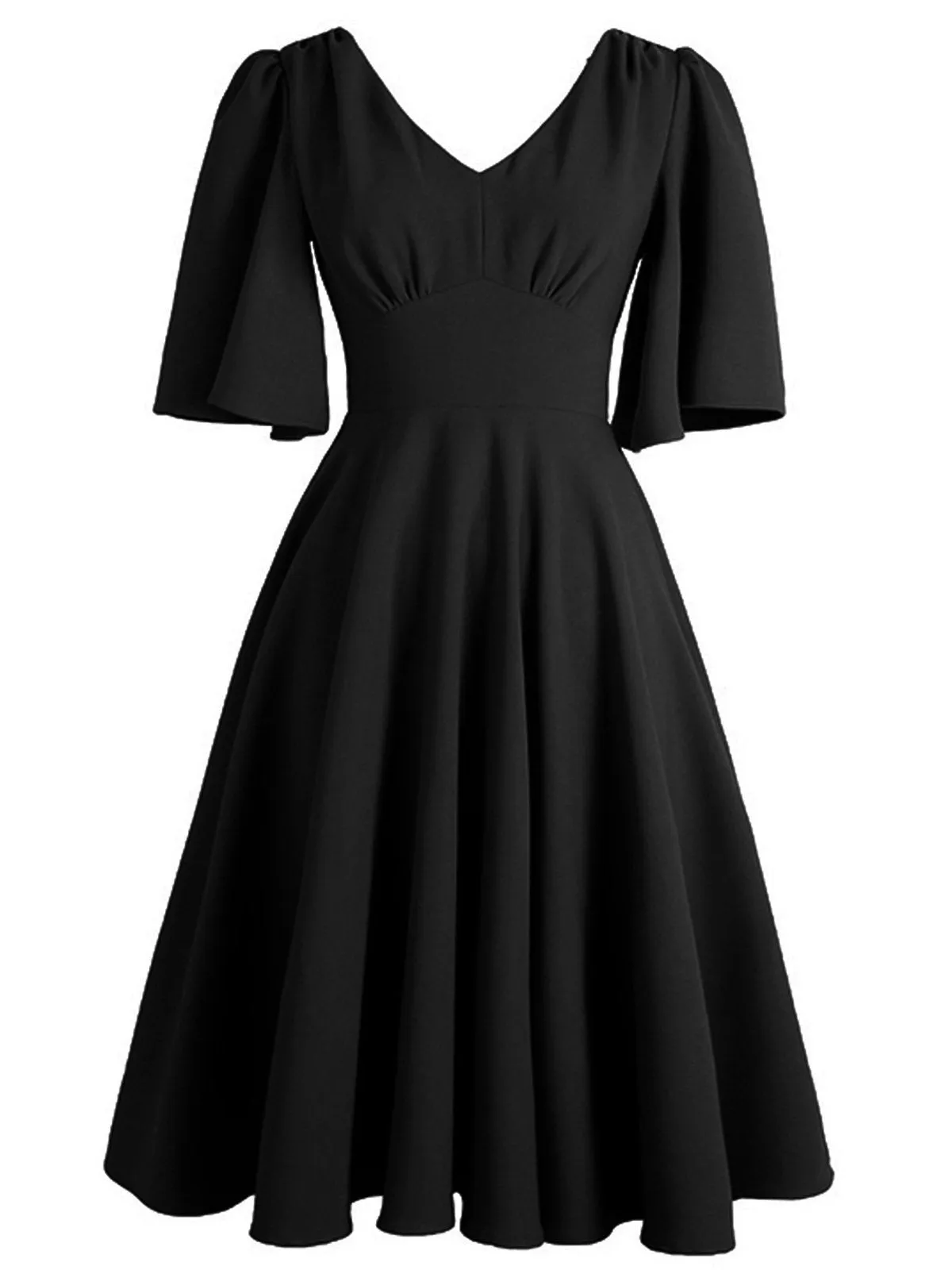 1950s Front Pleated Swing Dress