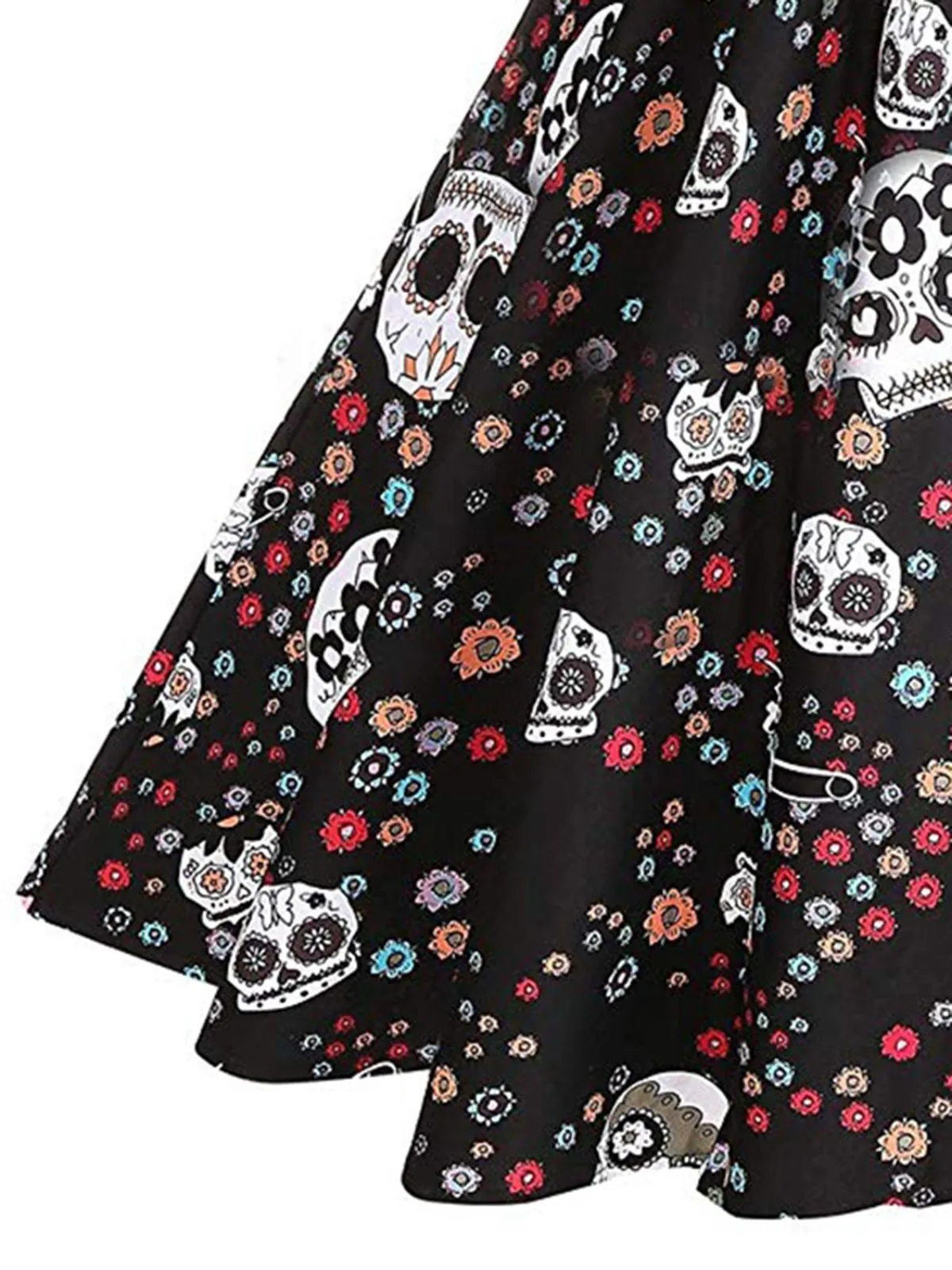 1950s Halloween Floral Skull Dress