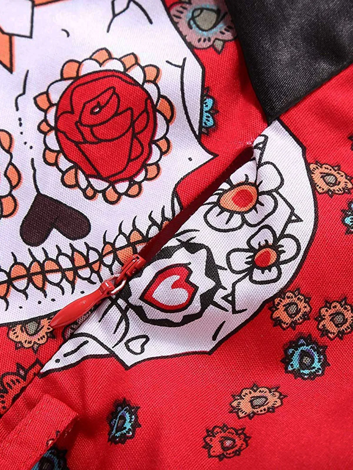 1950s Halloween Floral Skull Dress