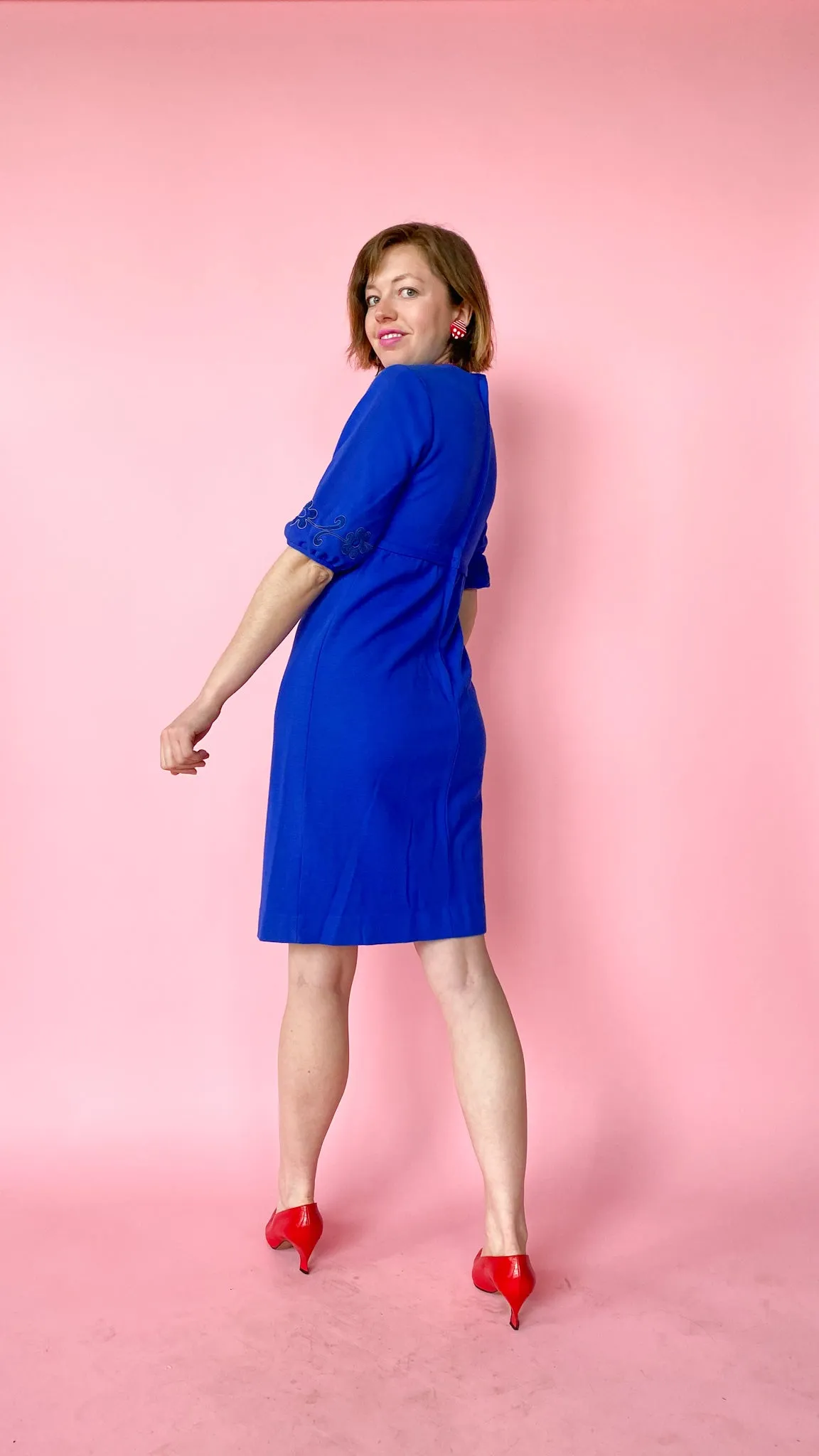 1960s Royal Blue Day Dress, sz. S