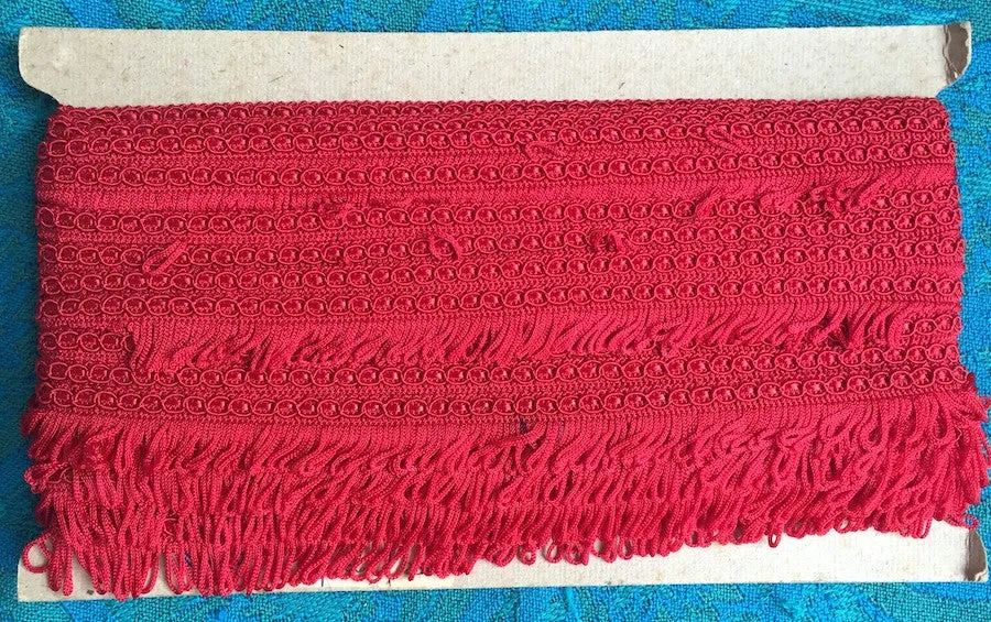 1m of Vintage Red Made in England 1.8cm Red Fringing Trim