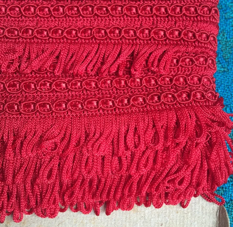 1m of Vintage Red Made in England 1.8cm Red Fringing Trim