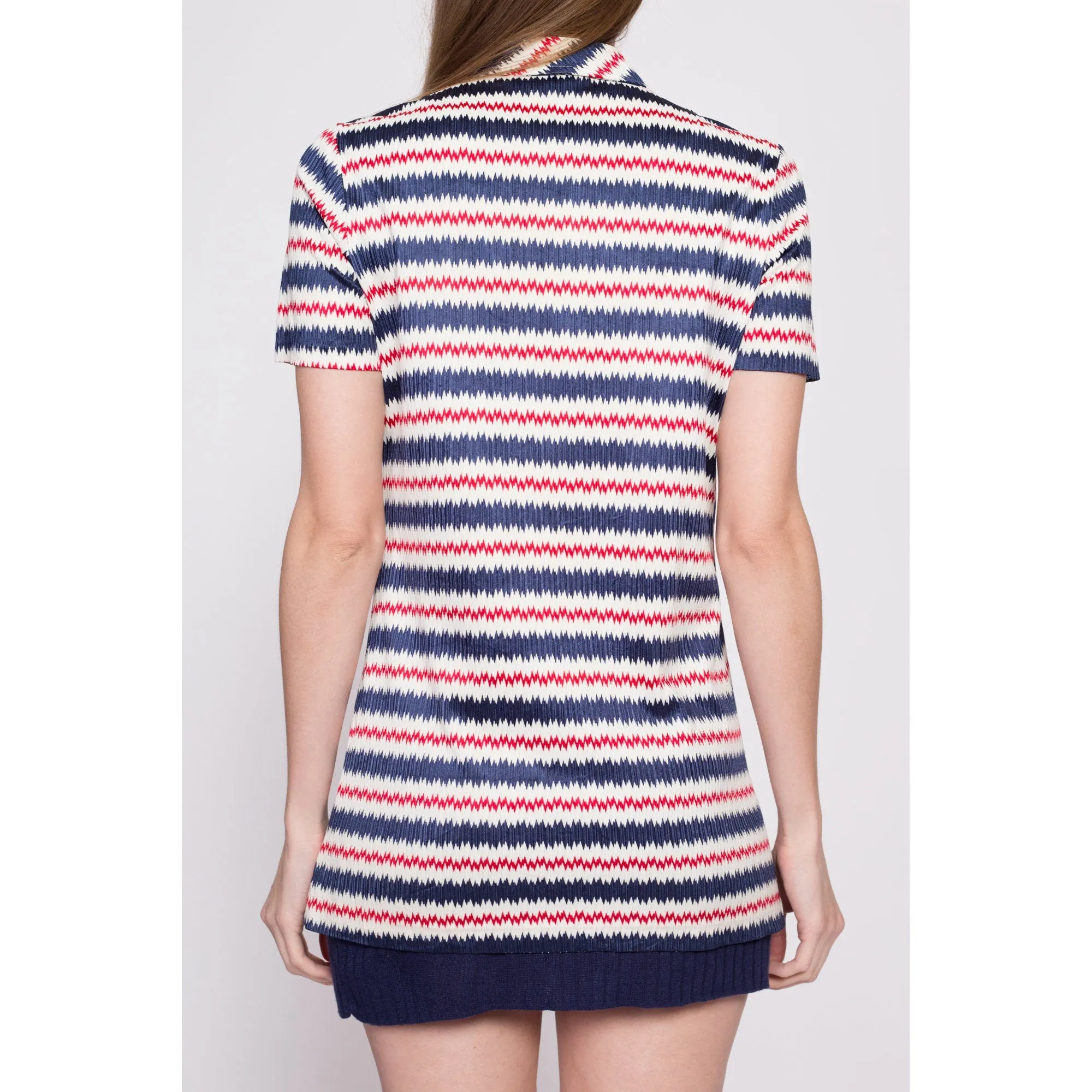 60s 70s Mod Flame Stitch Top - Medium