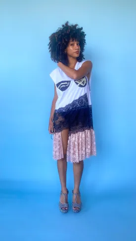 Acid Cat Bra Vibe Tee Lace Dress, sz. L-2XL