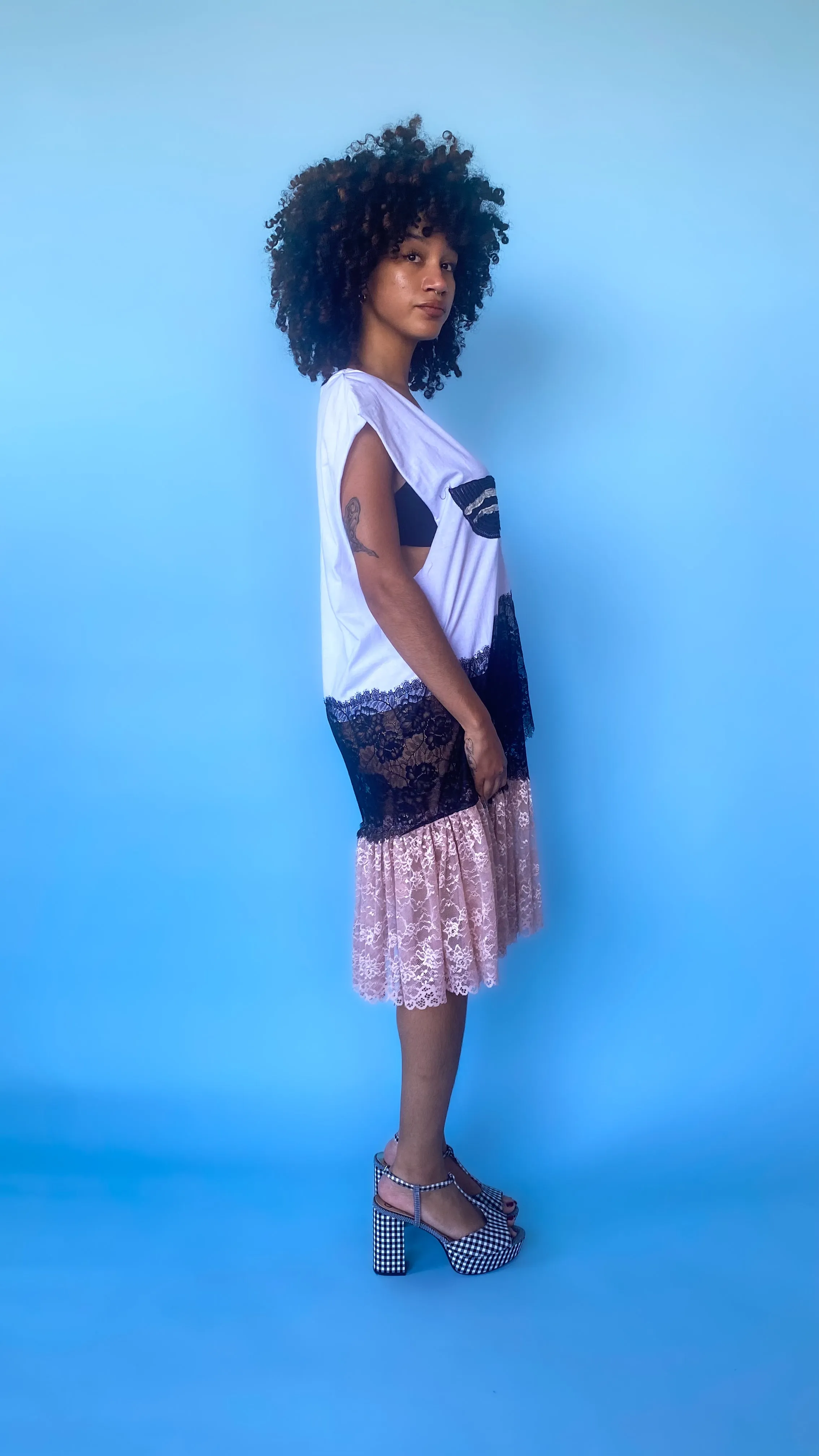 Acid Cat Bra Vibe Tee Lace Dress, sz. L-2XL