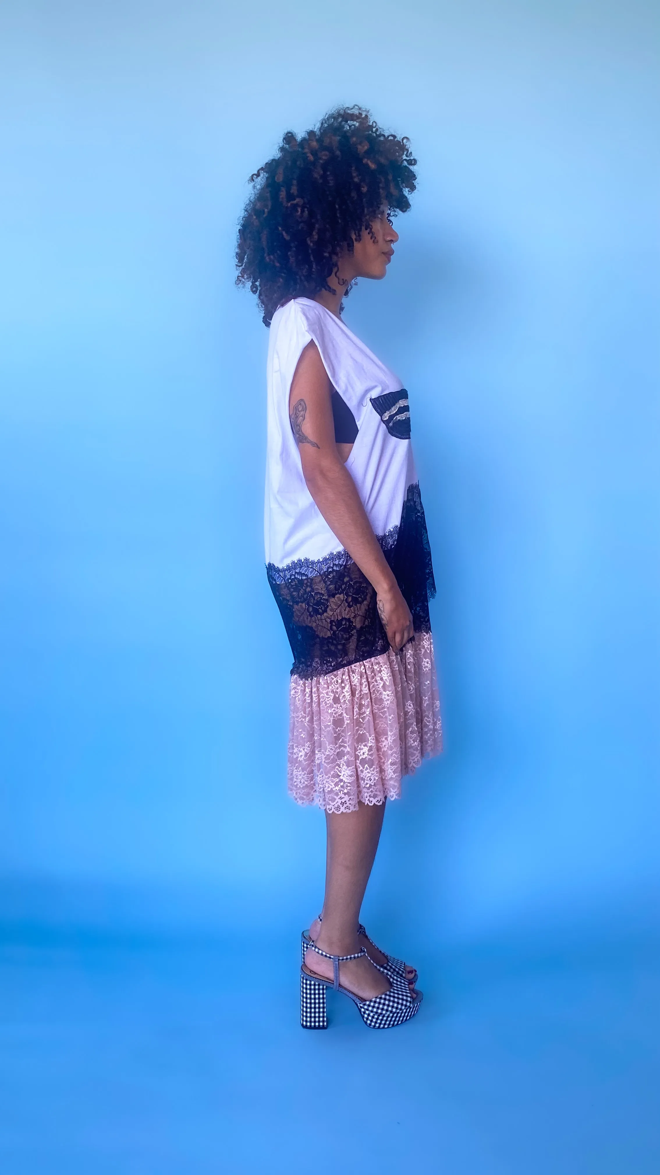 Acid Cat Bra Vibe Tee Lace Dress, sz. L-2XL