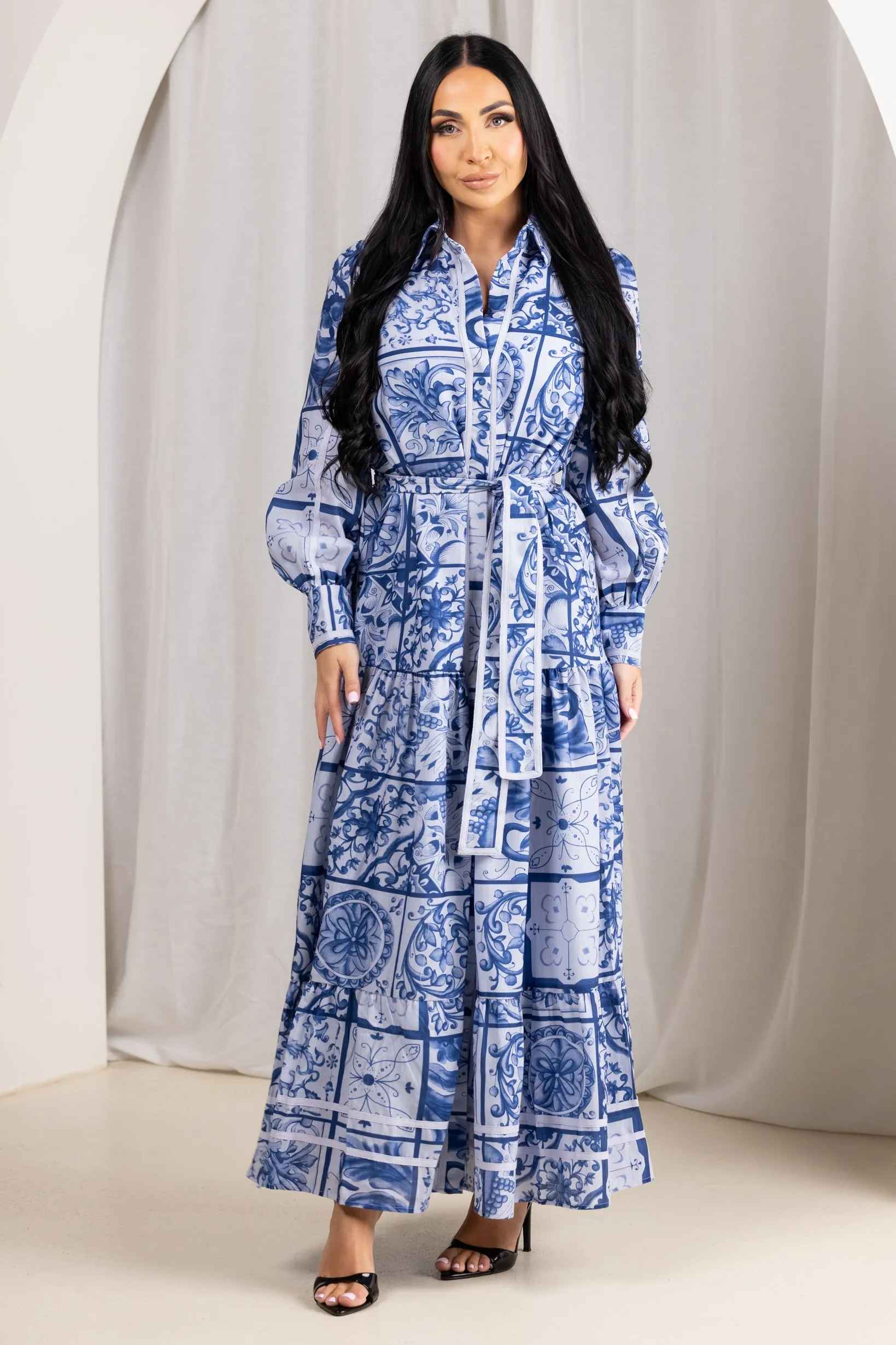 Aliyah Box Print Vintage Dress