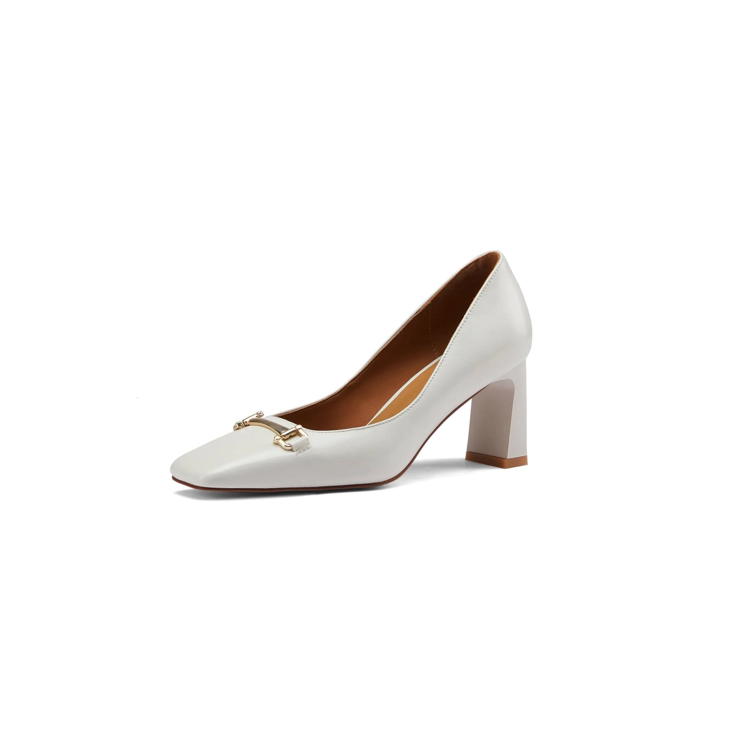 Amozae-Back to College Krazing pot brand full grain leather slip on square toe high heels basic clothing sweety metal fasteners women shallow pumps L23