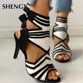 Amozae-Back to College SHY Summer Pumps Fashion Woman Sandals Lace Up High Heel Party Zapatos De Mujer Sandalias De Verano Para Mujer