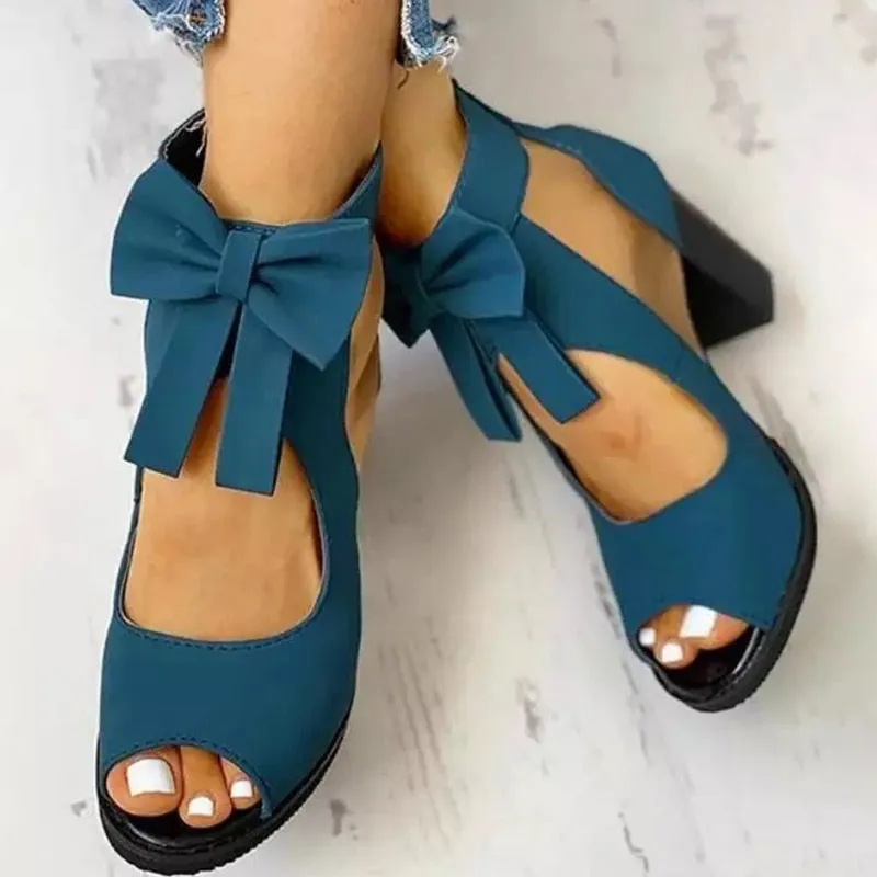 Amozae-  Back to College Women High Heels Summer Ladies Elegant Butterfly Knot Mesh Sandals Back Zipper Fish Mouth Party Sandalias Fashion Women Shoes