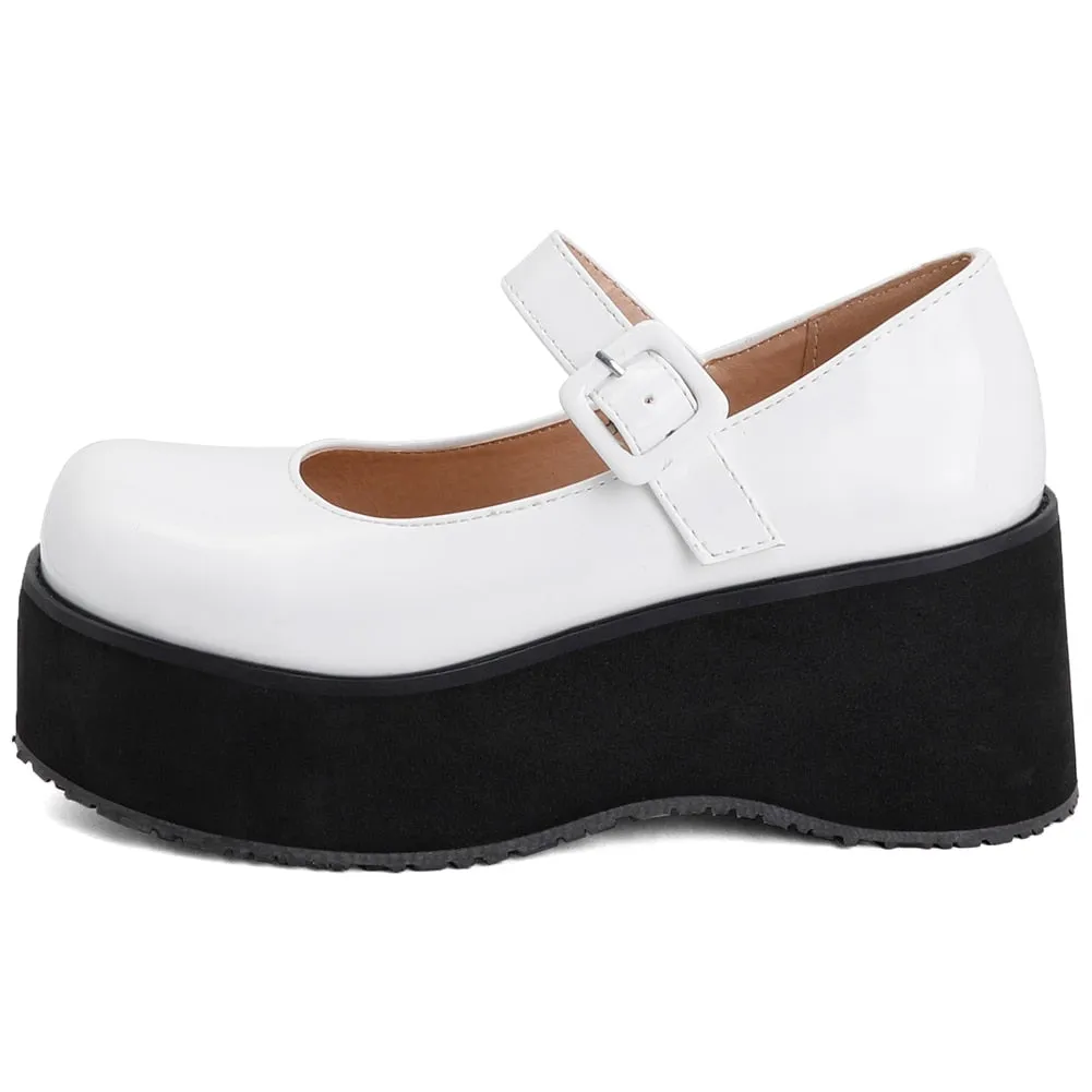 Amozae- Brand New Female 2024 Spring Platform Pumps Wedges High Heels Buckle Pumps Women Lolita Gothic Concise Shoes Woman