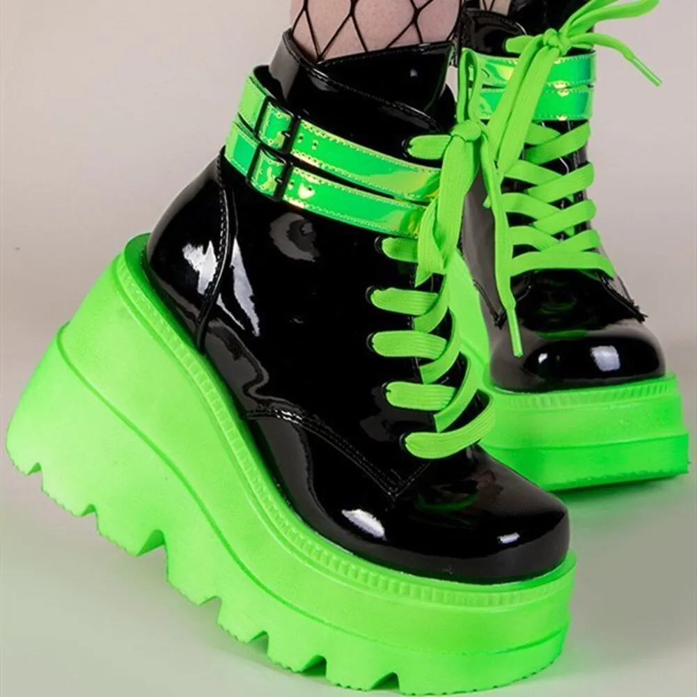 Amozae--Christmas Gift Women Platform Wedges 2024 Summer New Arrival Lace Up Ziper Design Goth Girls Chunky Heel Casual Comfy Shoes Woman Fashion Sale