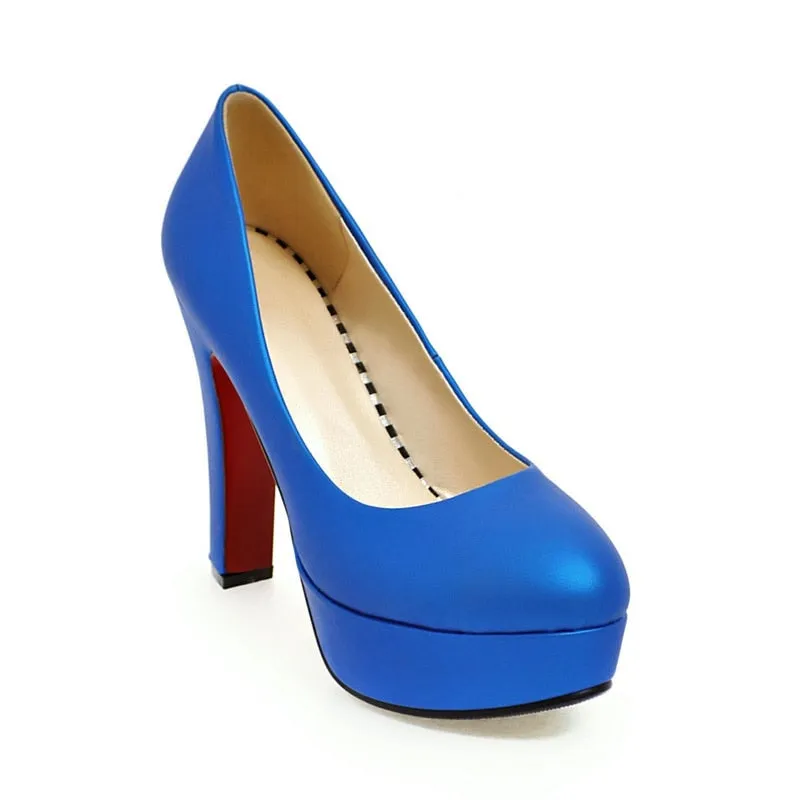 Amozae Hot Green Red Silver Heeled Shoes Woman High Heels Platform Fashion Women's Heels Rounded Toe Office Party Shoe Pumps 43 Size