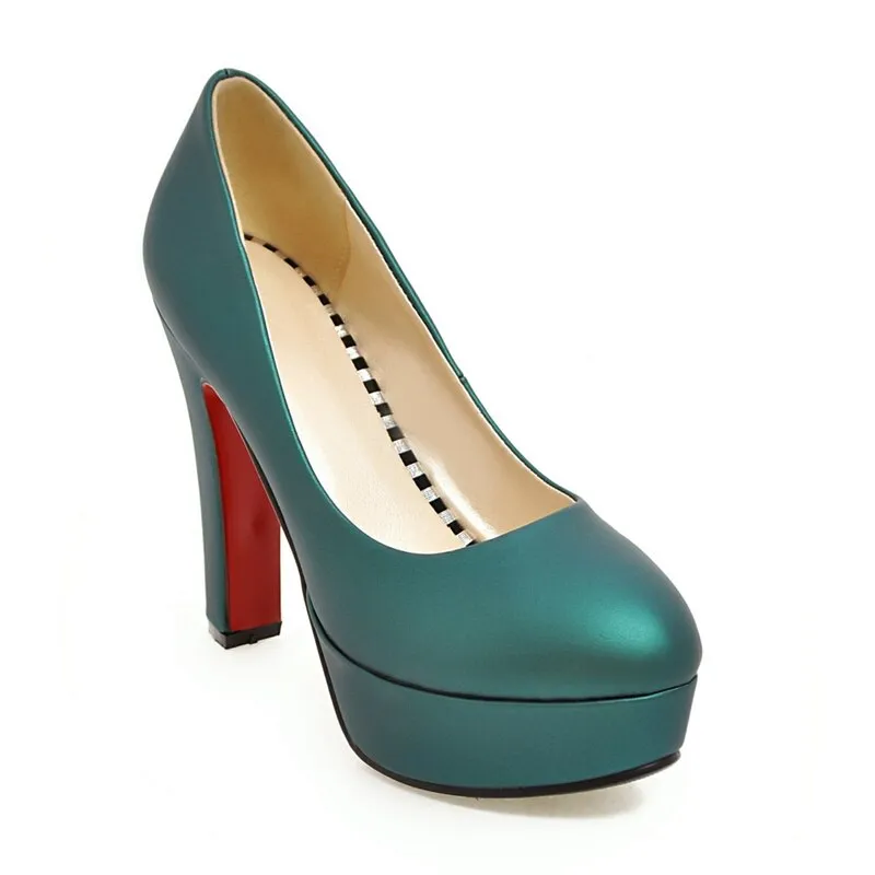Amozae Hot Green Red Silver Heeled Shoes Woman High Heels Platform Fashion Women's Heels Rounded Toe Office Party Shoe Pumps 43 Size