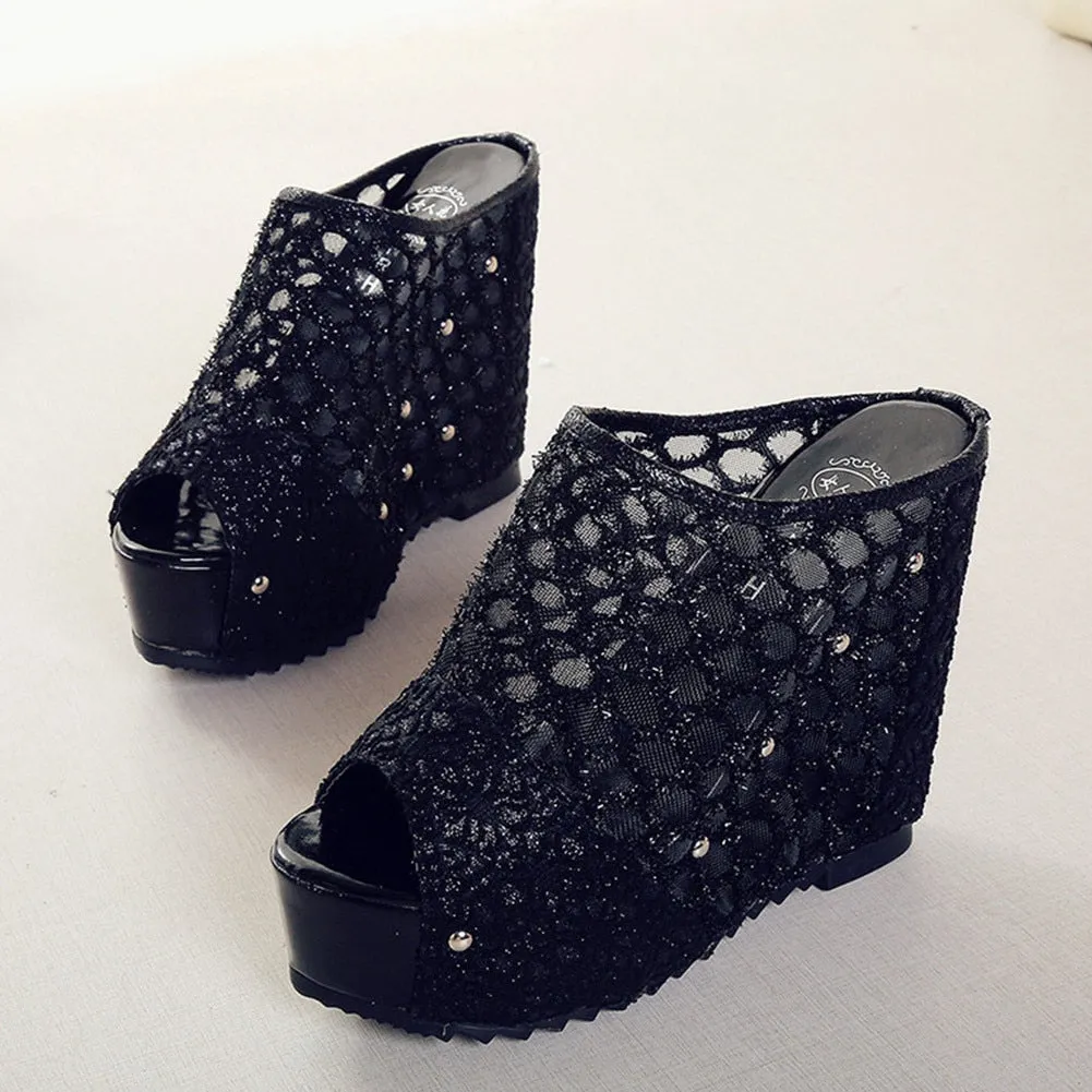 Amozae- New INS Hot Summer Fashion High Heels Sandals Summer Casual Mesh Sandals Women Cool High Platform Shoes Woman