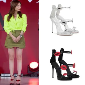 Amozae-  Super High Heeled Sandals   Dinner Party Thin Heels Shoes Women  Rhinestone Nightclub Night Show Roman Gladiator Sandalias