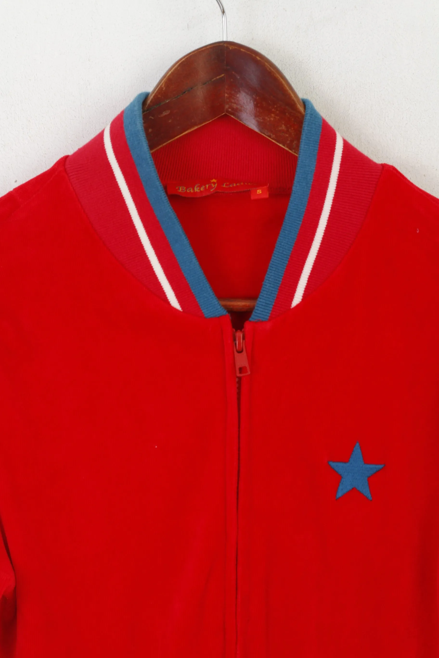 Bakery Ladies Women S Sweatshirt Red Cotton Velvet Vintage Zip Up Track Top
