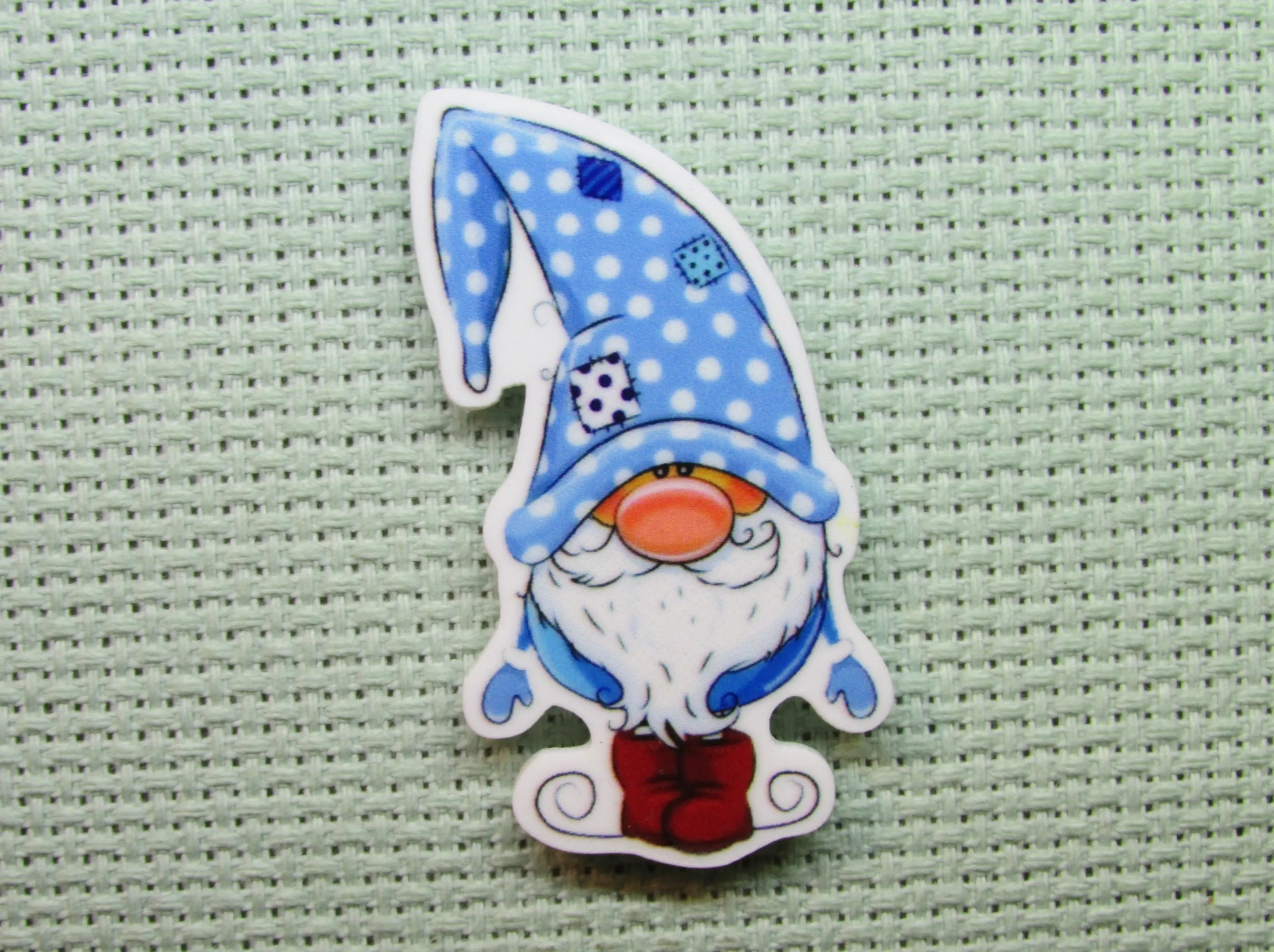 Blue and White Polka Dot Gnome Needle Minder, Cover Minder, Magnet