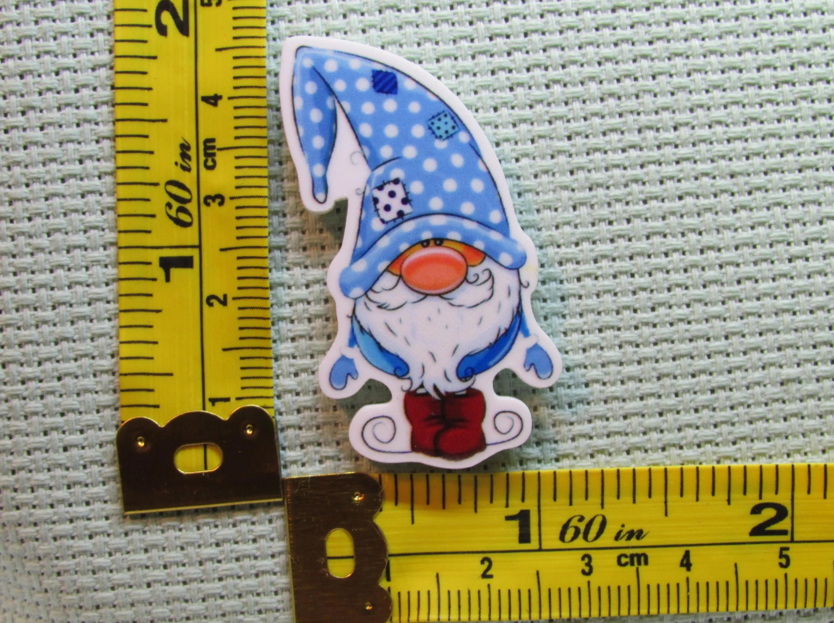 Blue and White Polka Dot Gnome Needle Minder, Cover Minder, Magnet