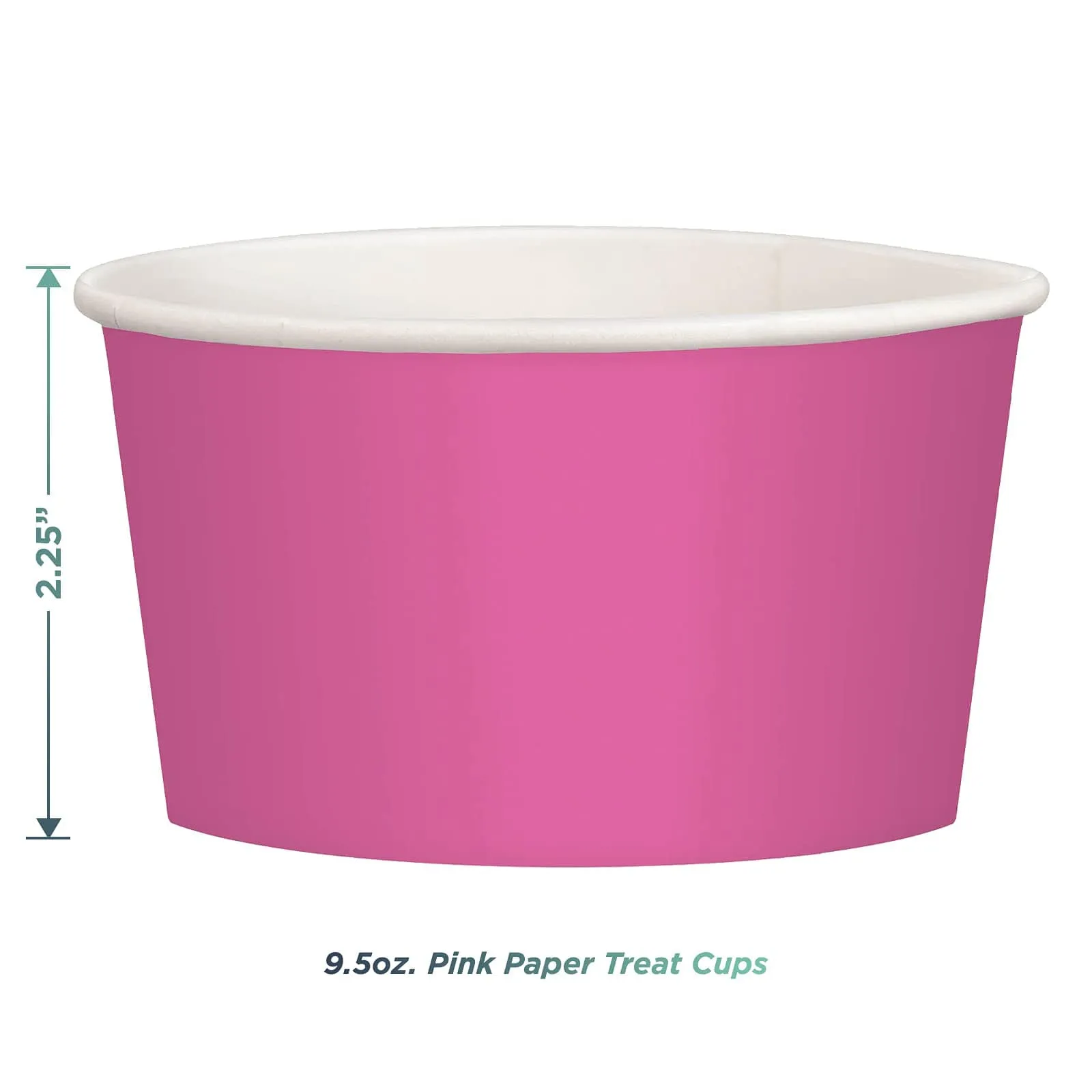 Bright Pink Ice Cream Treat Cups & Mini Wooden Polka Dot Spoons Set (Serves 12)