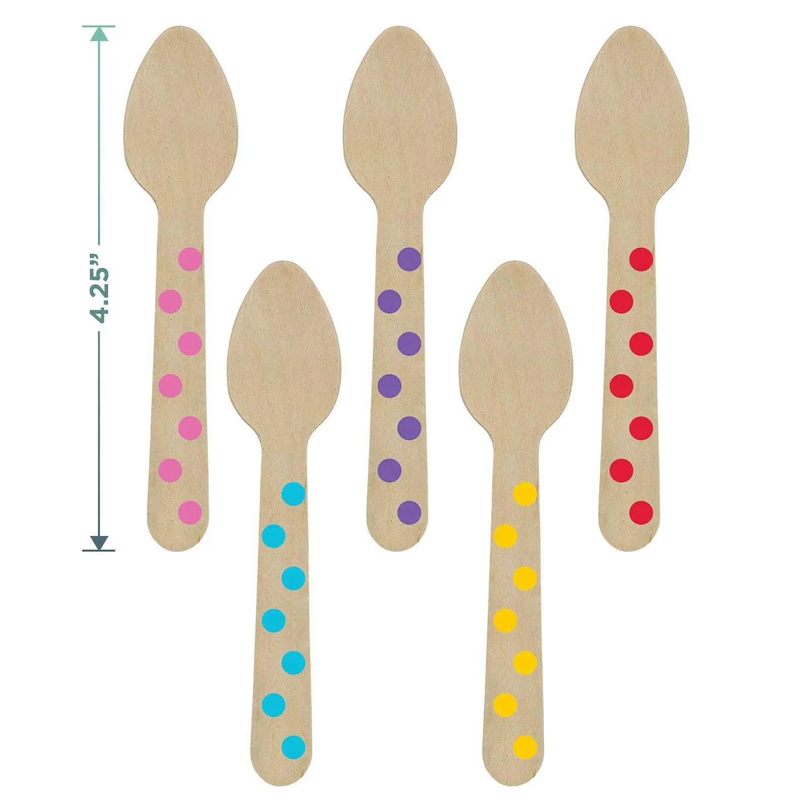 Bright Pink Ice Cream Treat Cups & Mini Wooden Polka Dot Spoons Set (Serves 12)