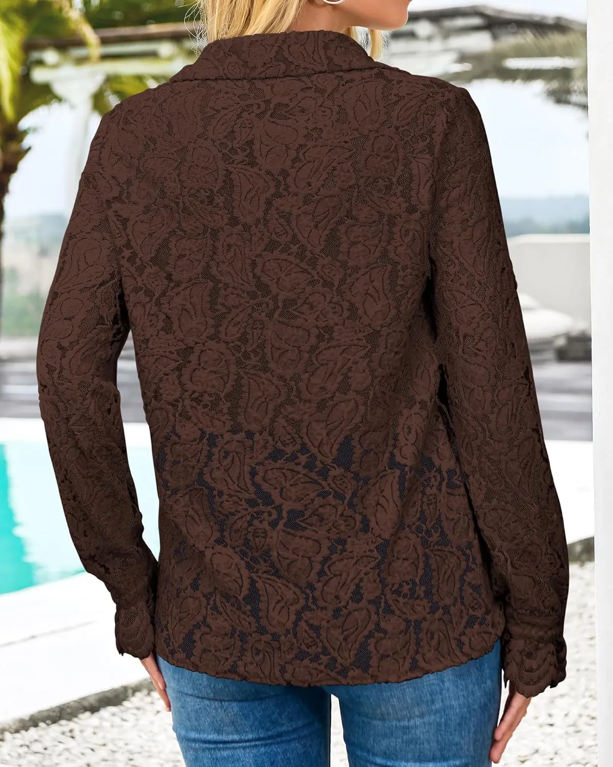 BTFBM Long Sleeve Lace Blouses for Women 2025 Spring Dressy Casual Button Down Shirts Date Night Outfit Club Party Tops