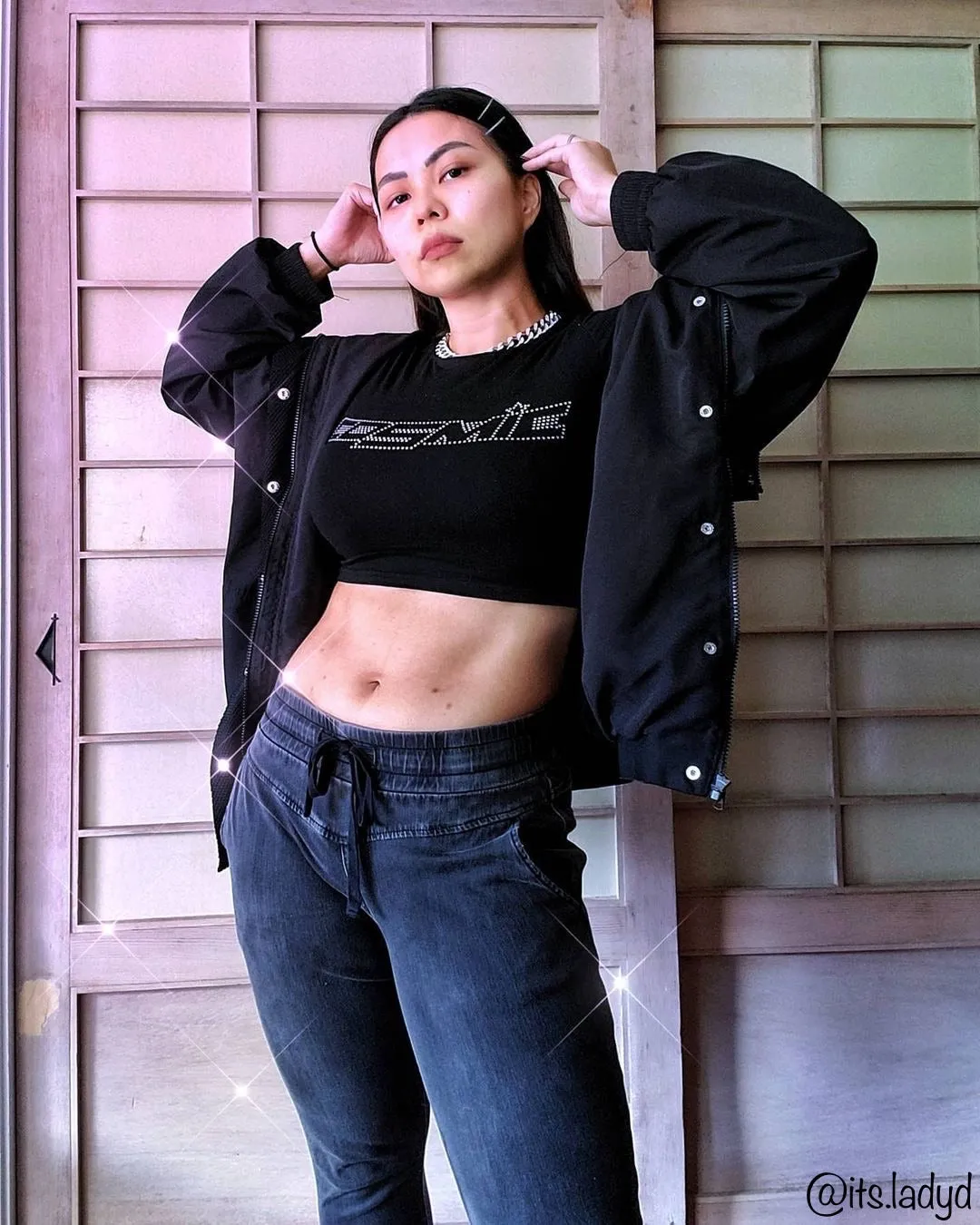 Cosmic Crop Top Tee (Black)