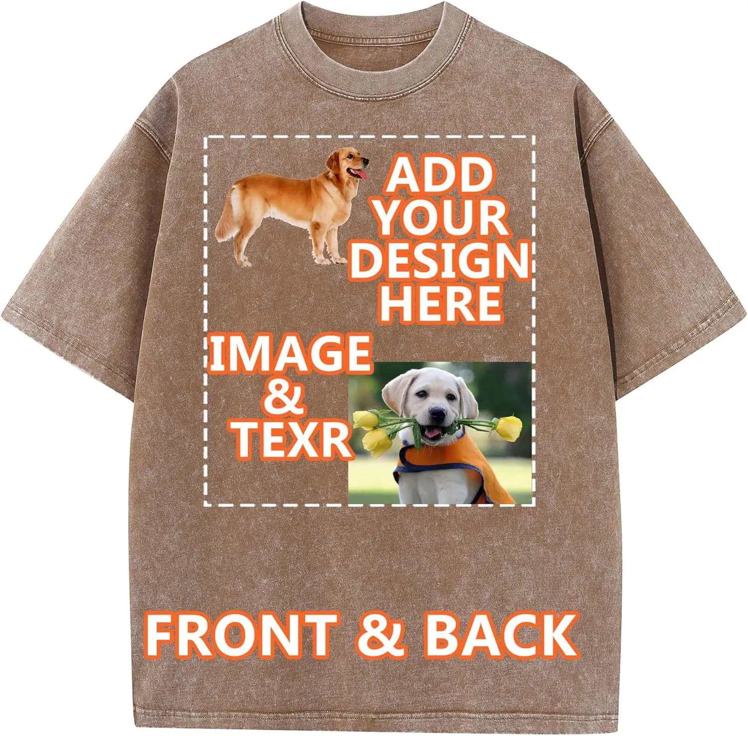 Custom Oversized T Shirts Vintage Tee Loose Fit Casual Streetwear Baggy Washed Cotton Personalized Add Your Own Design