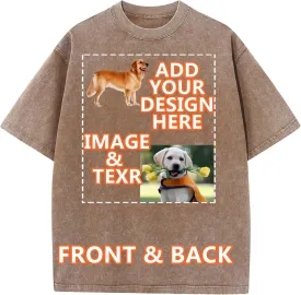 Custom Oversized T Shirts Vintage Tee Loose Fit Casual Streetwear Baggy Washed Cotton Personalized Add Your Own Design