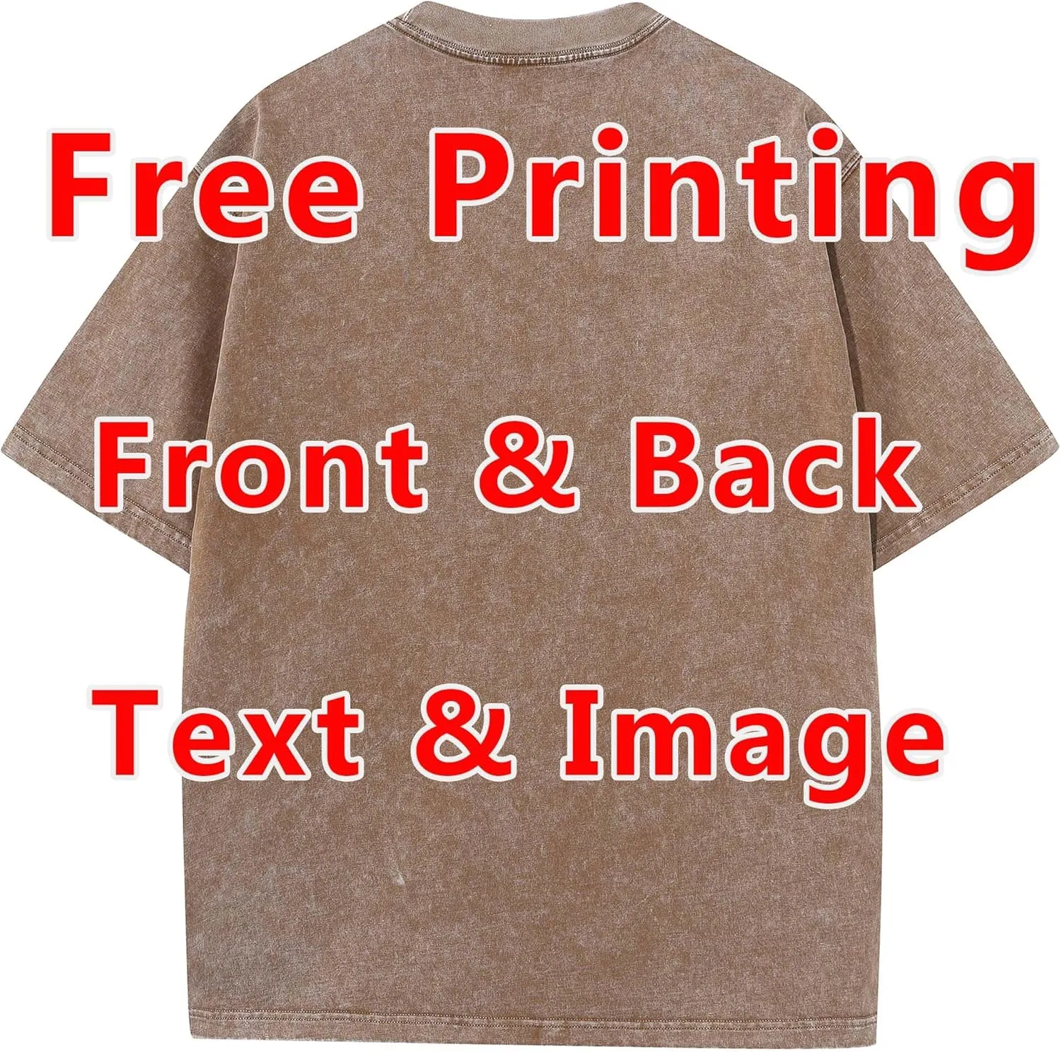 Custom Oversized T Shirts Vintage Tee Loose Fit Casual Streetwear Baggy Washed Cotton Personalized Add Your Own Design