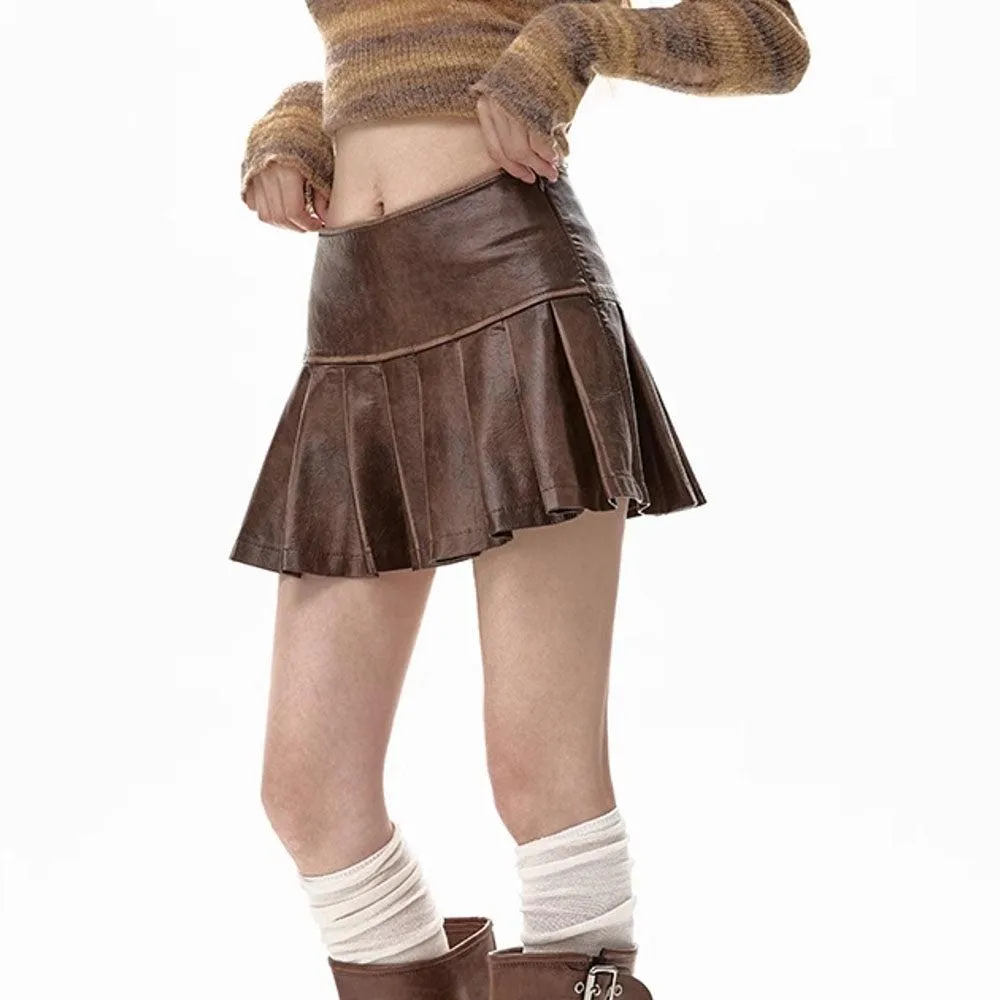 Danger Zone Brown Pleated Skirt