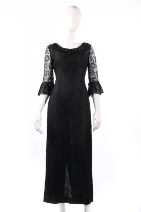 Dorothy Leigh Vintage Evening Dress Black Lace Size 10