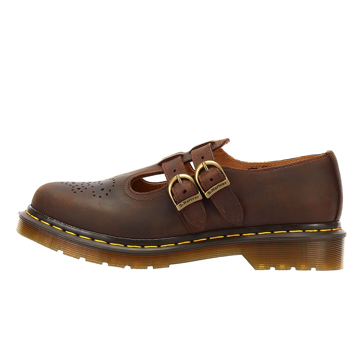 Womens Dr. Martens 8065 Crazy Horse Brown Leather Mary Jane Casual Shoes