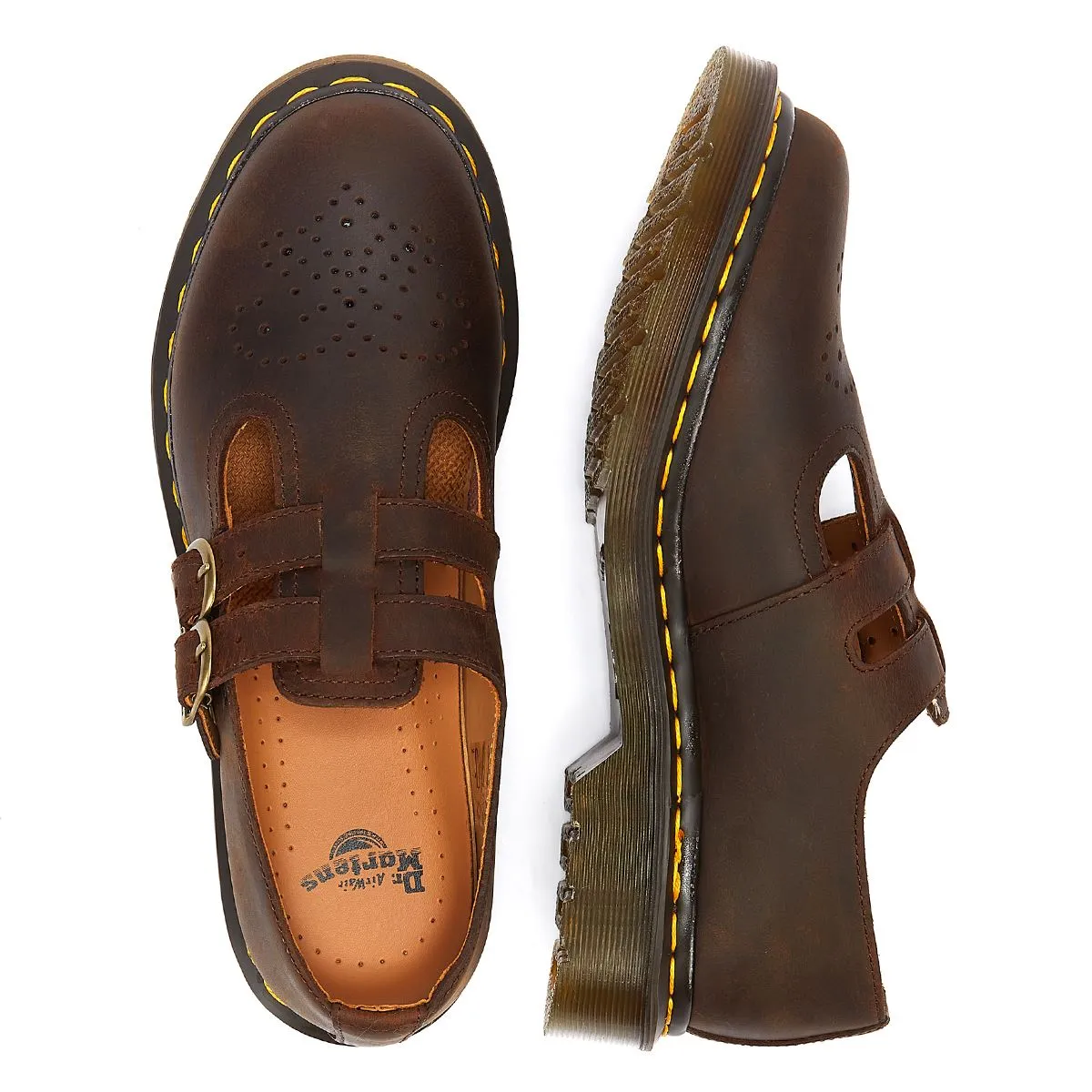 Womens Dr. Martens 8065 Crazy Horse Brown Leather Mary Jane Casual Shoes