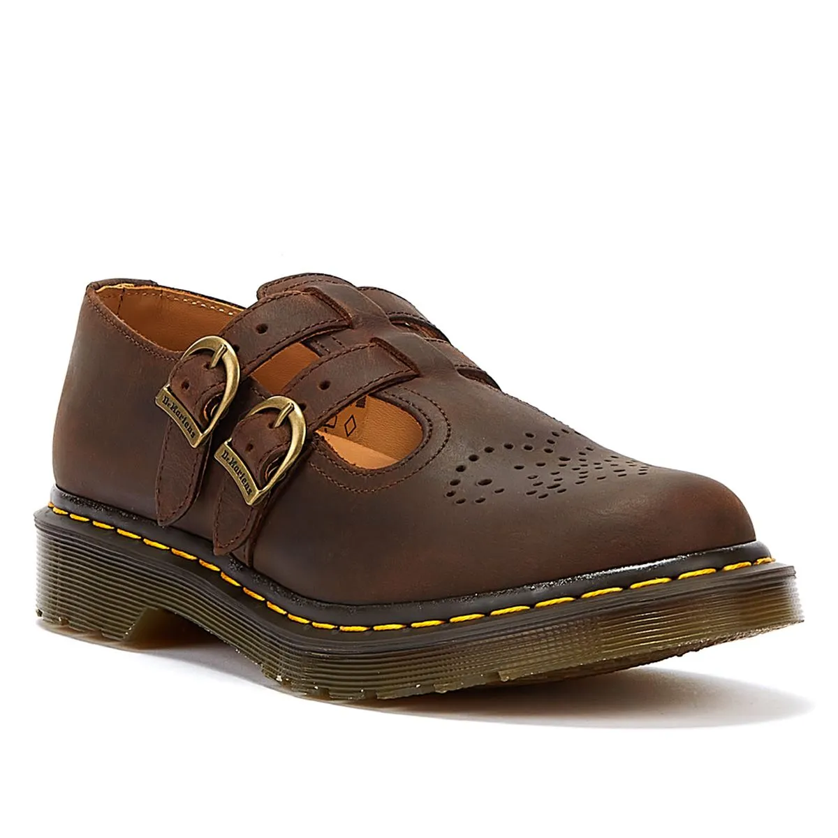 Womens Dr. Martens 8065 Crazy Horse Brown Leather Mary Jane Casual Shoes