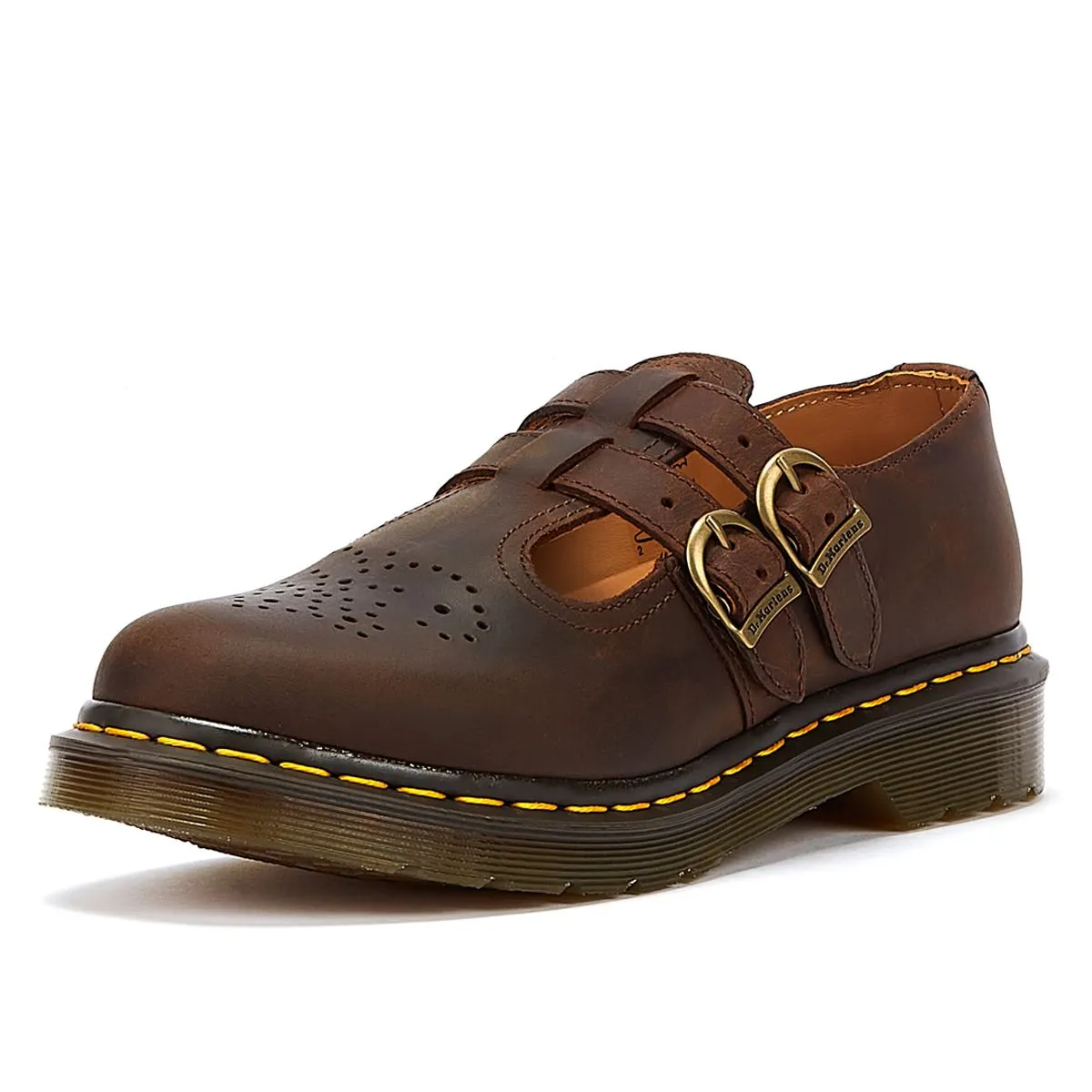 Womens Dr. Martens 8065 Crazy Horse Brown Leather Mary Jane Casual Shoes