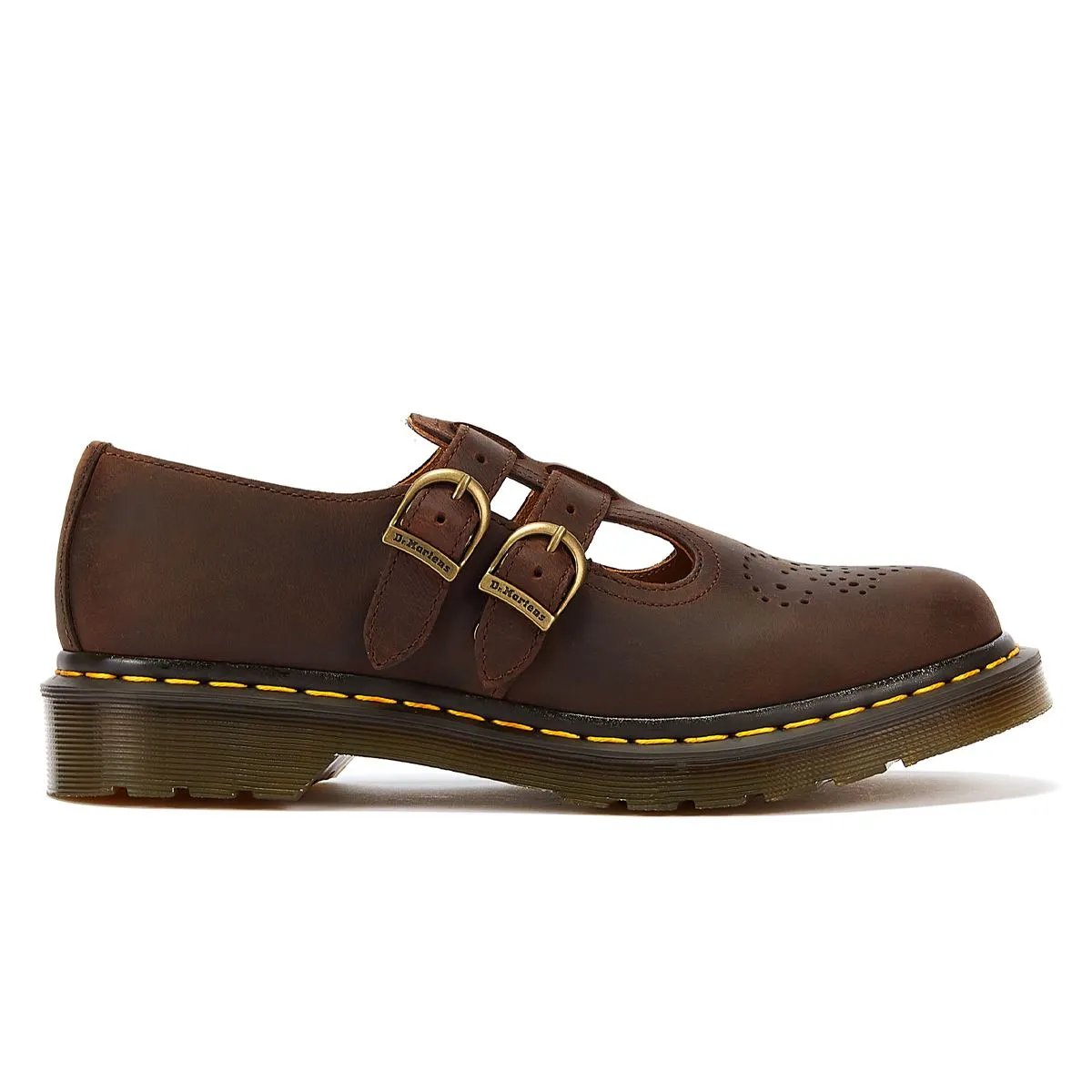Womens Dr. Martens 8065 Crazy Horse Brown Leather Mary Jane Casual Shoes