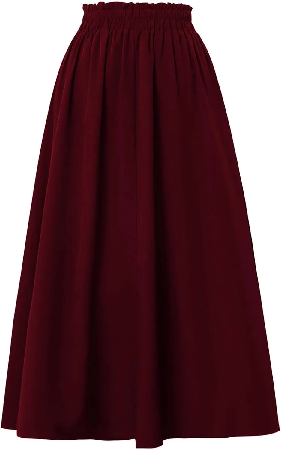Floral Midi Skirt Boho Flowy Elastic High Waist A Line Skirt Bow Linen Flared Beach Long Skirts for Women with Pockets