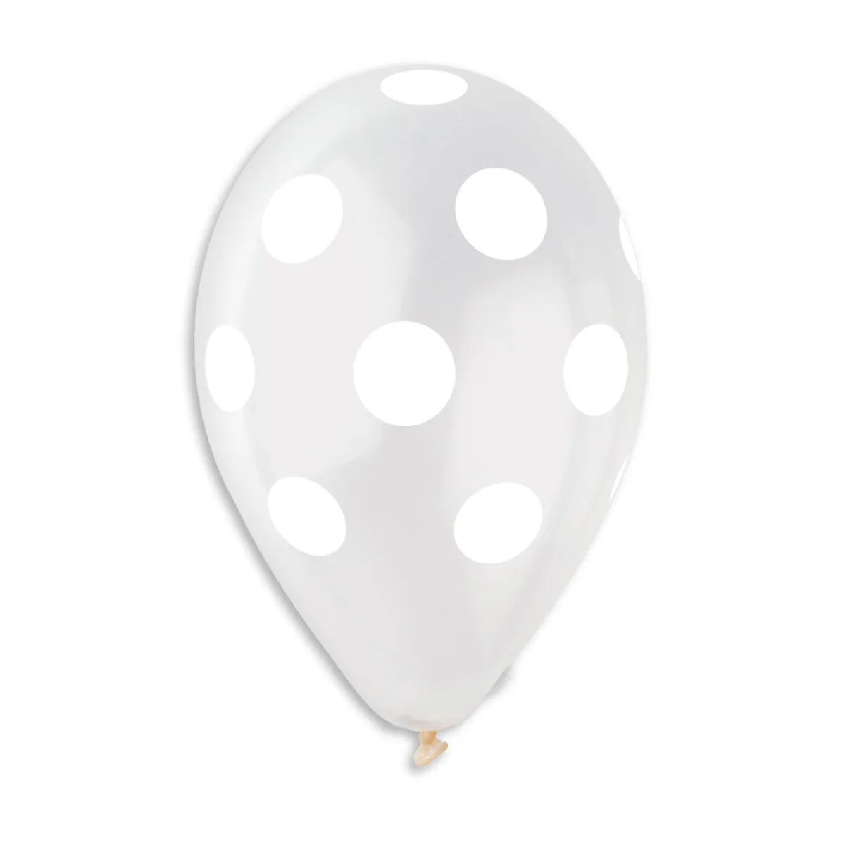 Gemar Latex Balloon #000 Clear Polka Dots White Printed 12inch 50 Count Crystal Color