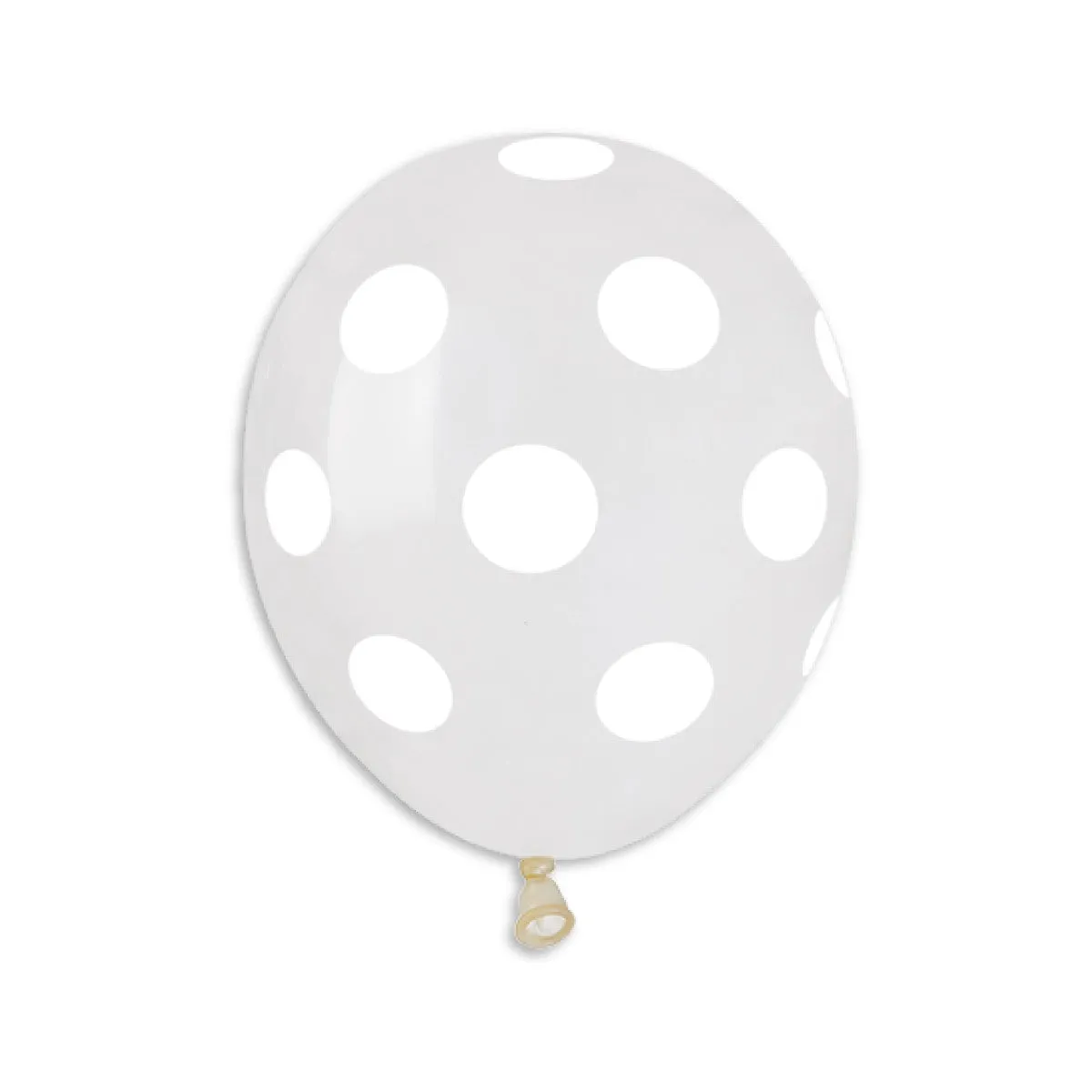 Gemar Latex Balloon #000 Clear Polka Dots White Printed 5inch 100 Count Crystal Color