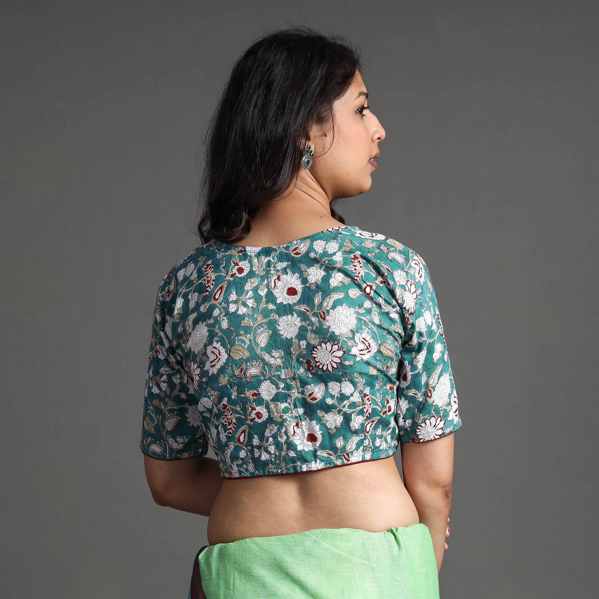 Green - Sanganeri Block Printed Cotton Stitched Blouse