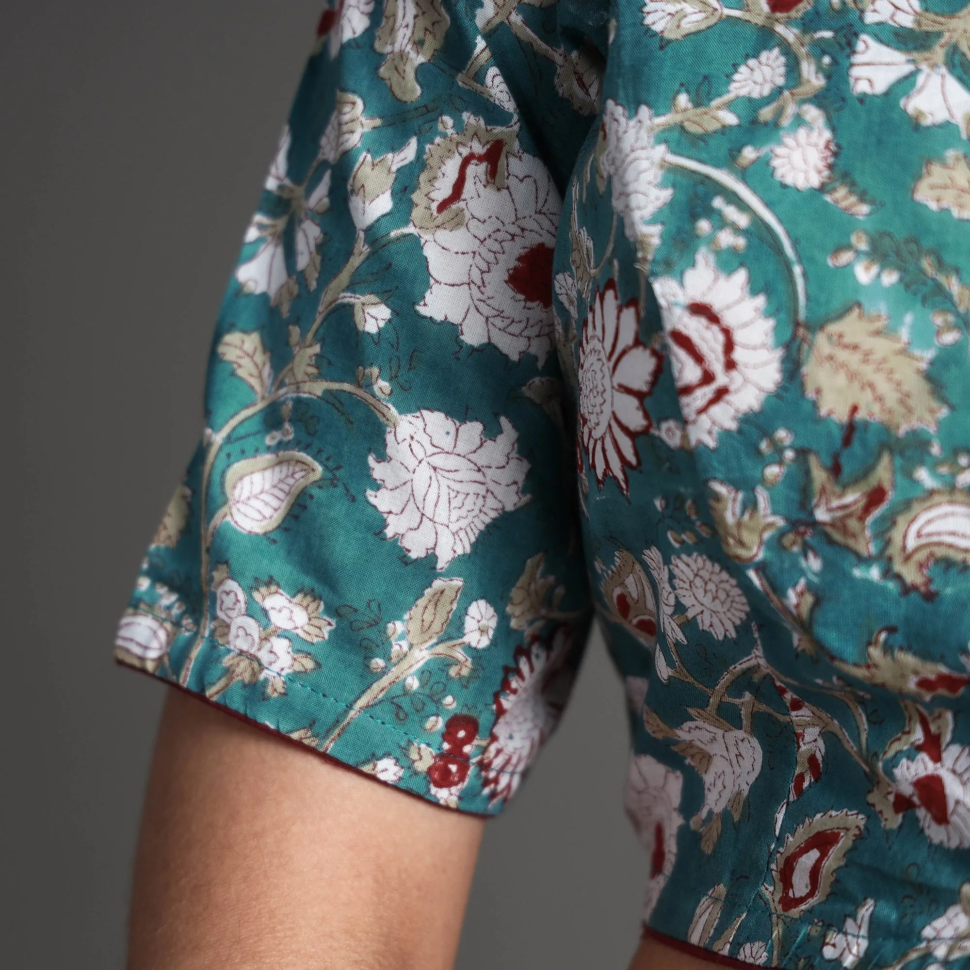 Green - Sanganeri Block Printed Cotton Stitched Blouse
